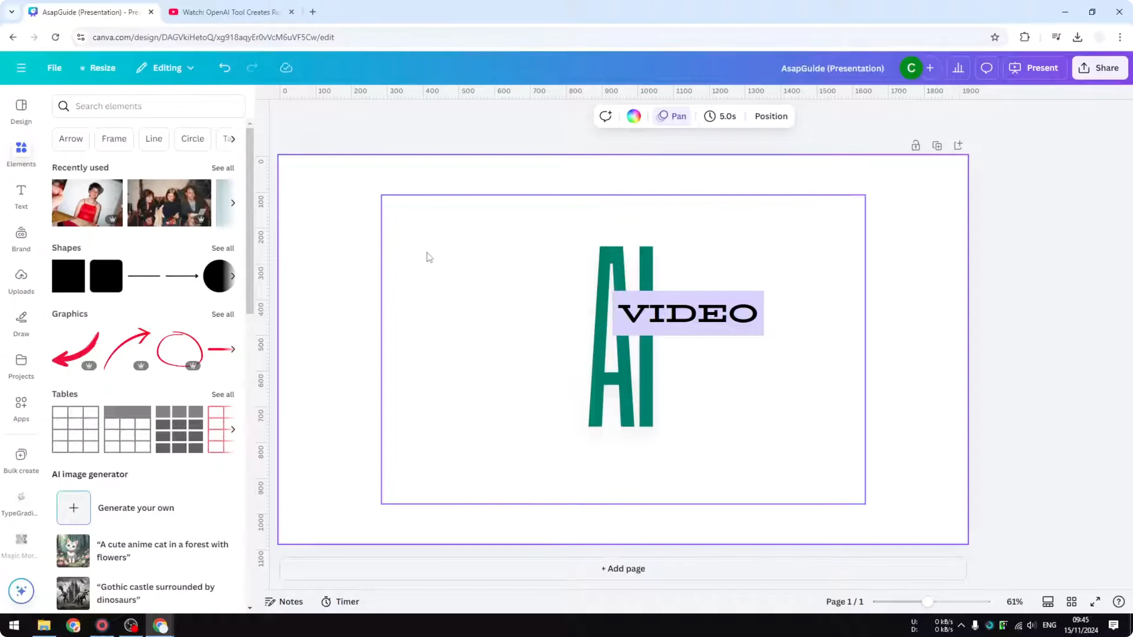 Screenshot from How to Create AI Generated Videos in Canva at 54s