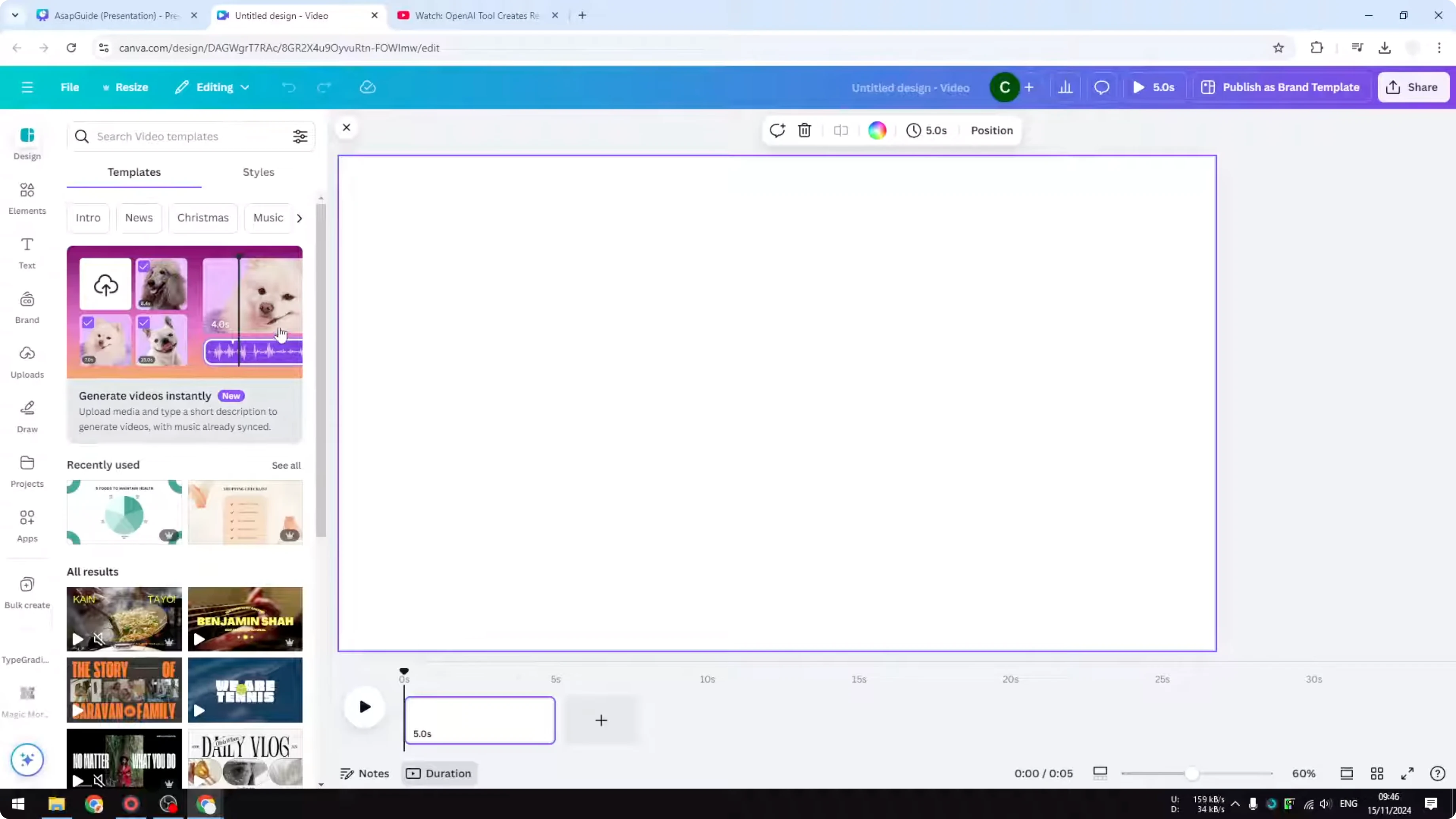 Screenshot from How to Create AI Generated Videos in Canva at 82s