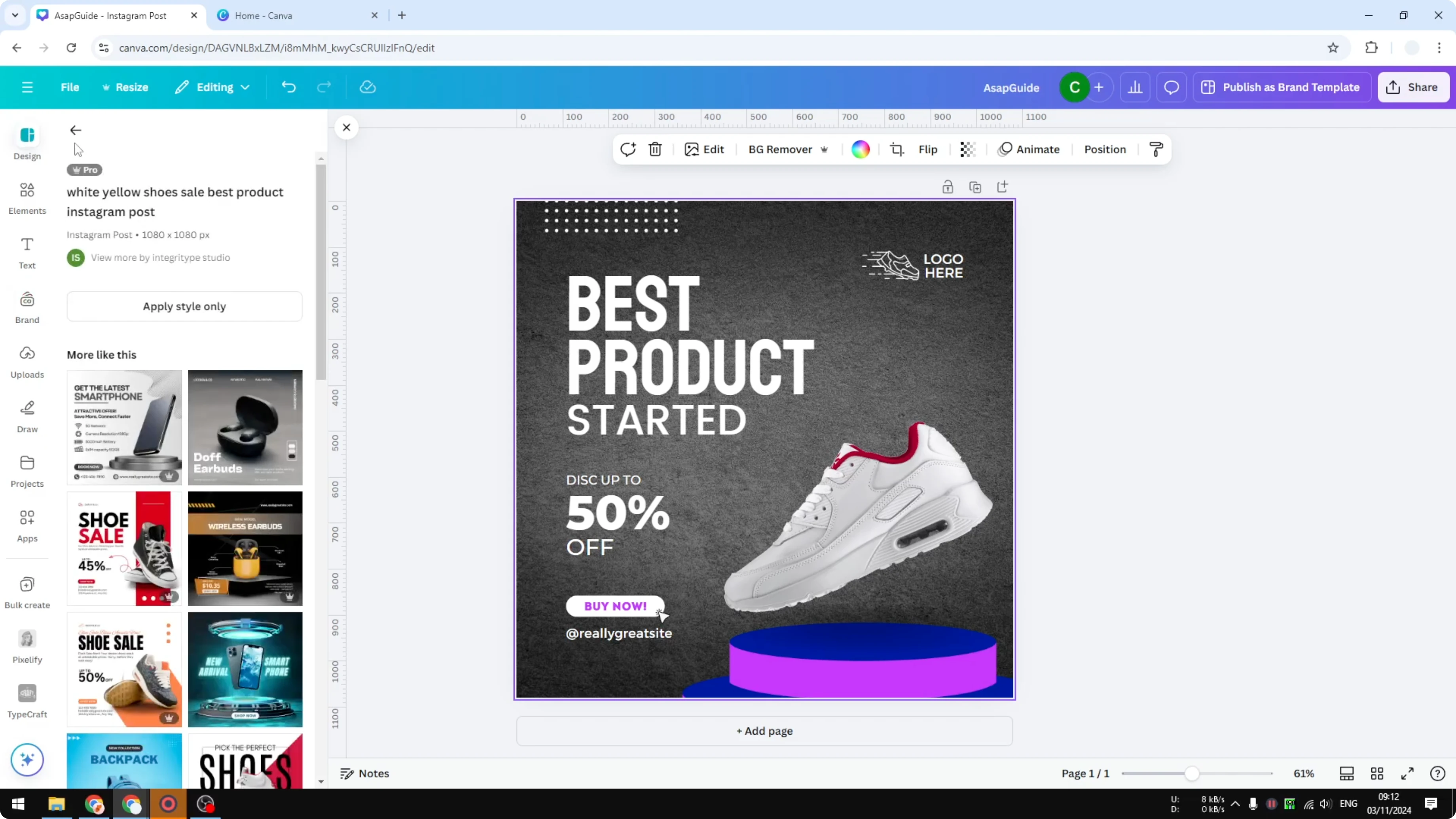 Screenshot from How to Apply Brand Colors in One Click on Canva Templates at 102s