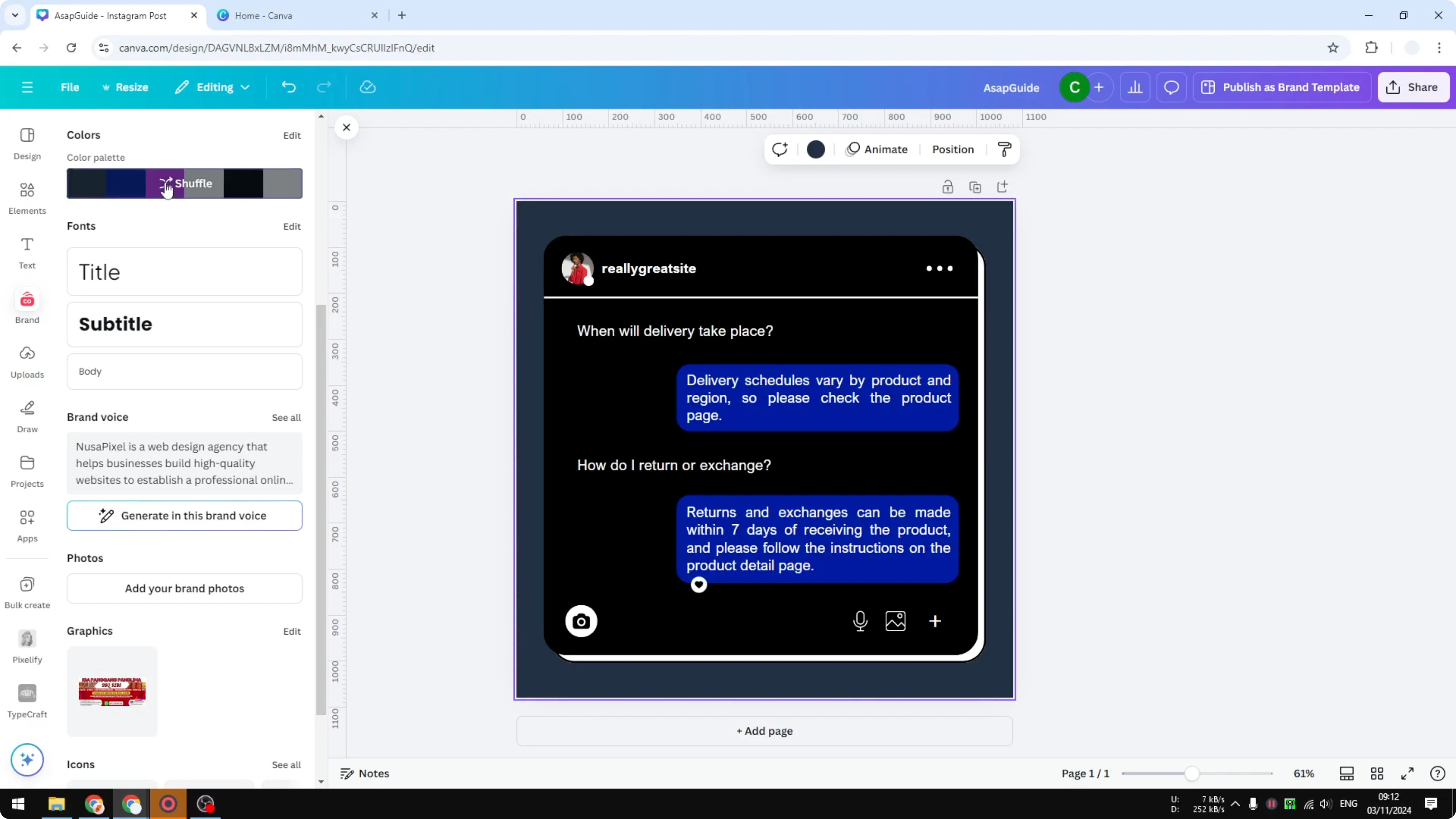 Screenshot from How to Apply Brand Colors in One Click on Canva Templates at 124s