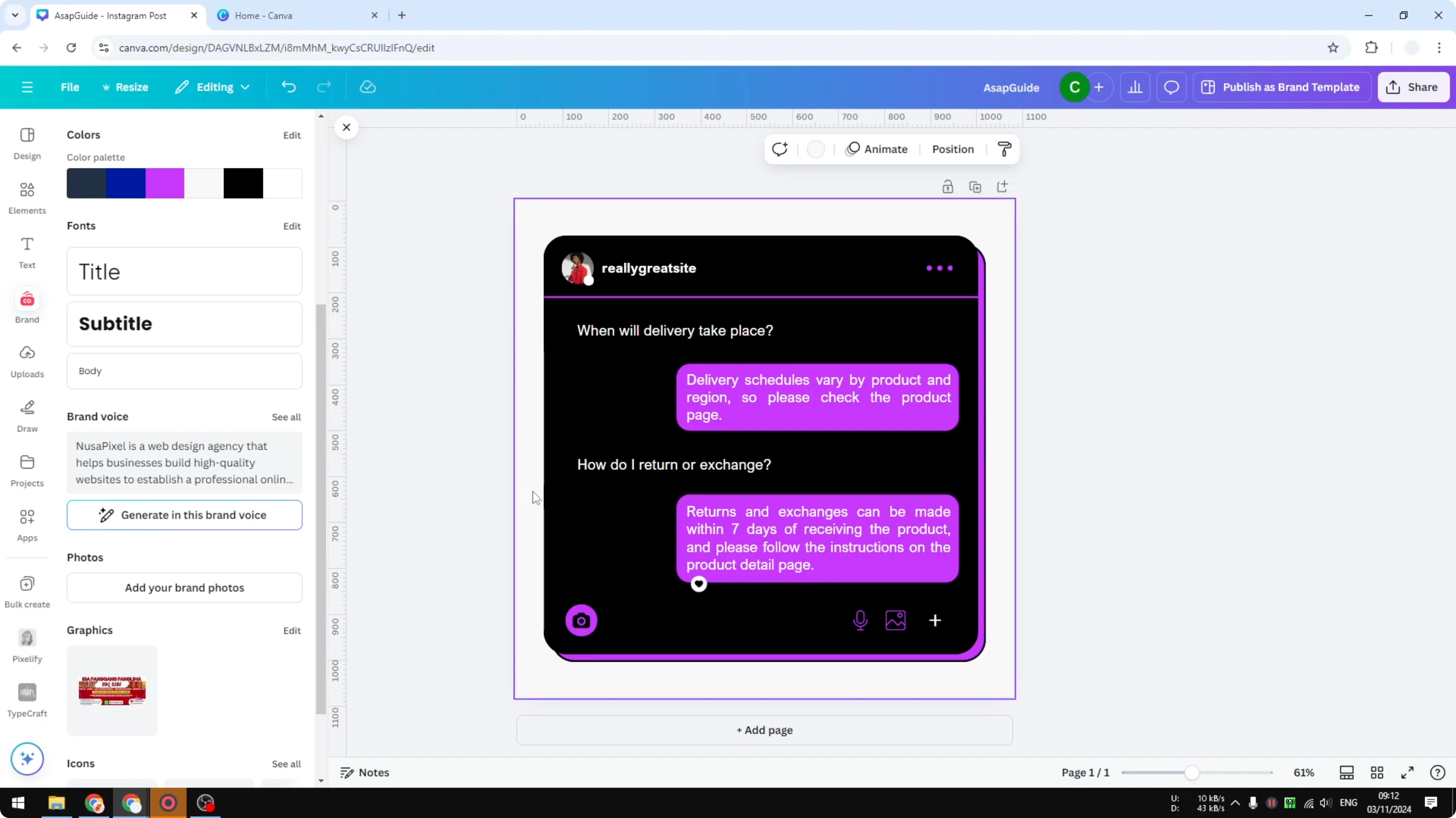 Screenshot from How to Apply Brand Colors in One Click on Canva Templates at 133s