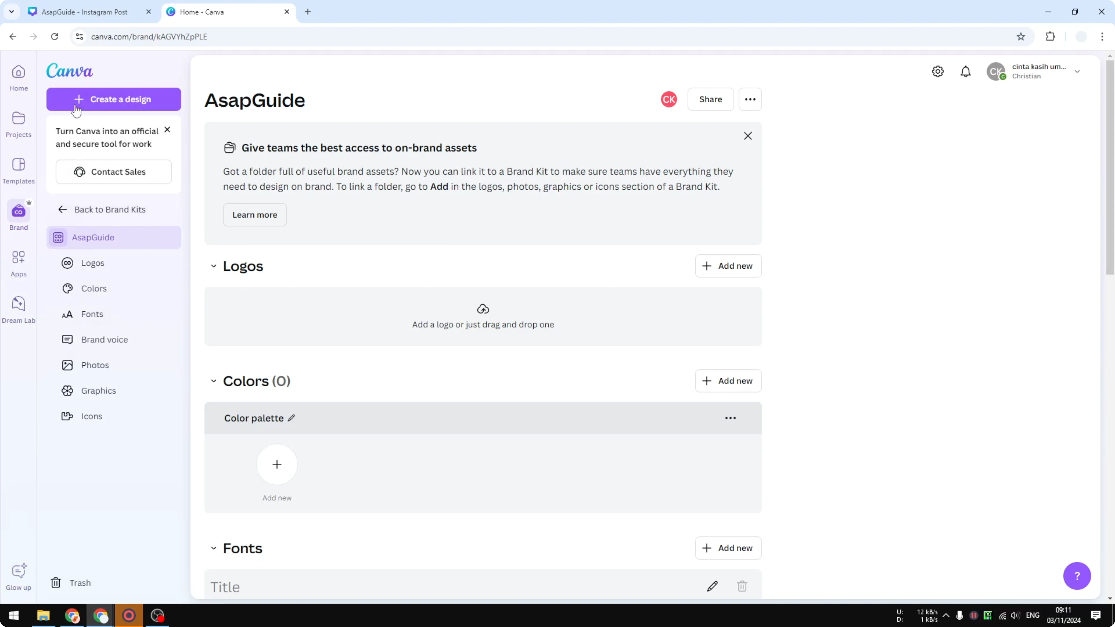 Screenshot from How to Apply Brand Colors in One Click on Canva Templates at 51s