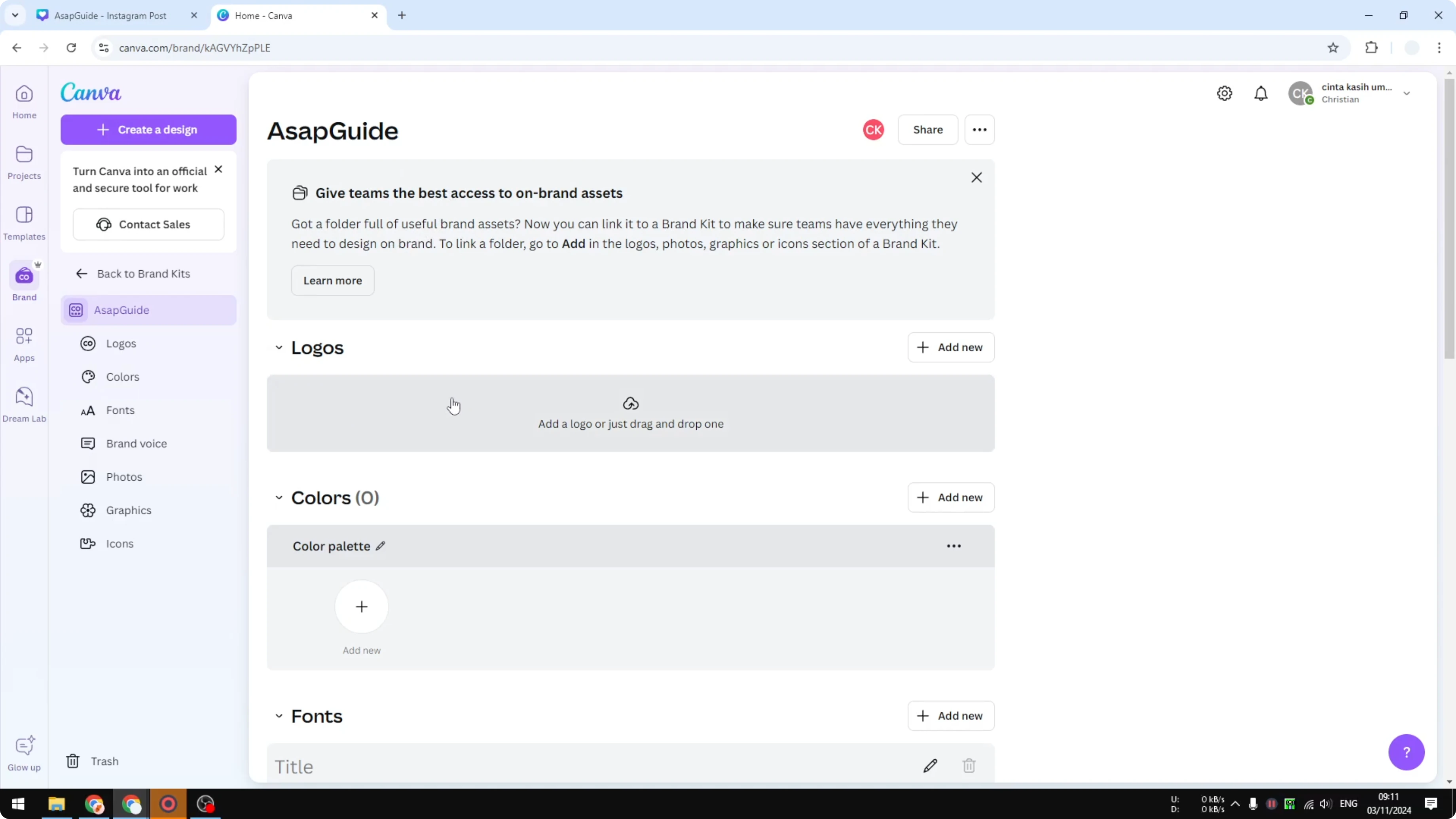 Screenshot from How to Apply Brand Colors in One Click on Canva Templates at 57s
