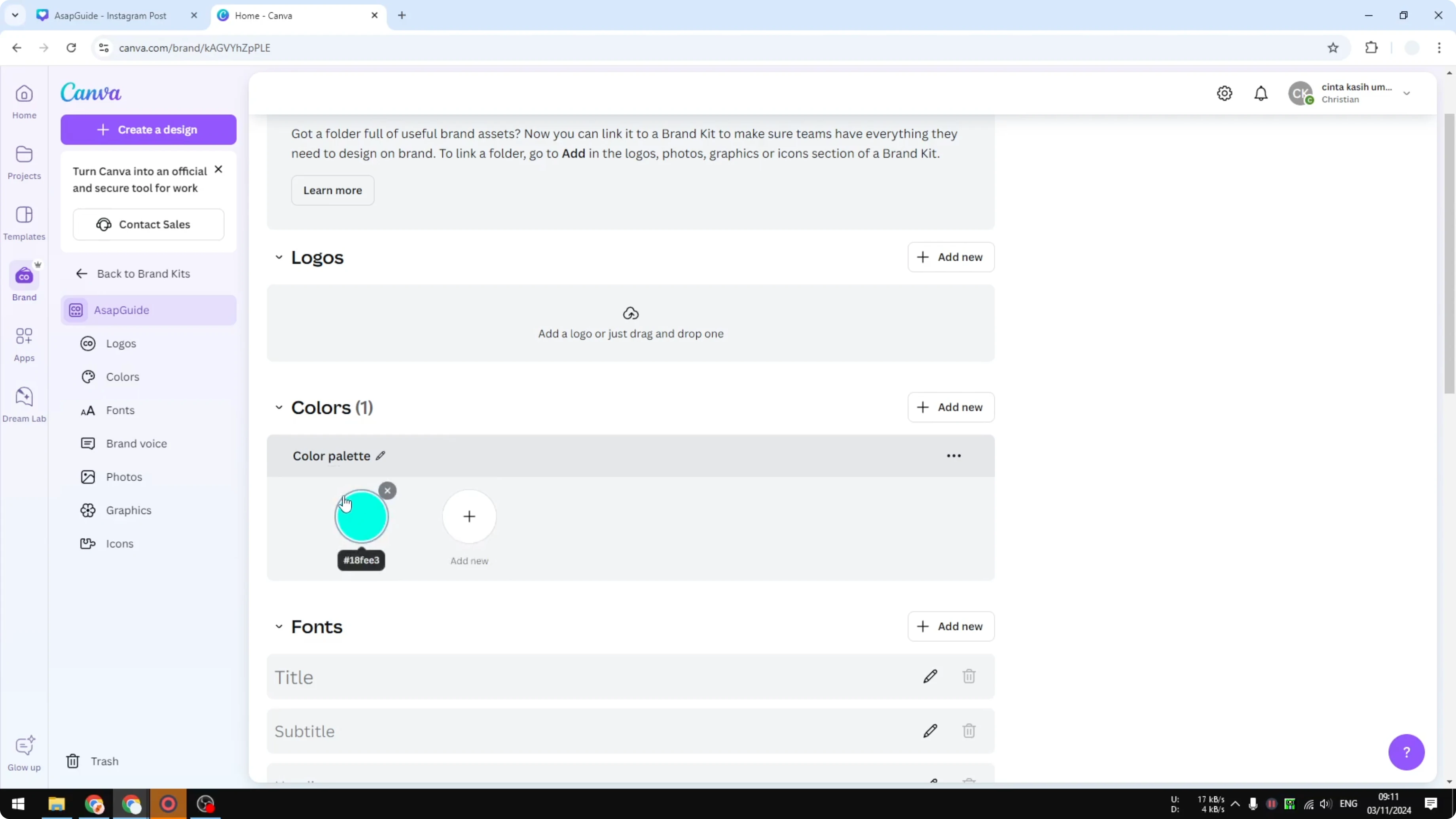 Screenshot from How to Apply Brand Colors in One Click on Canva Templates at 73s
