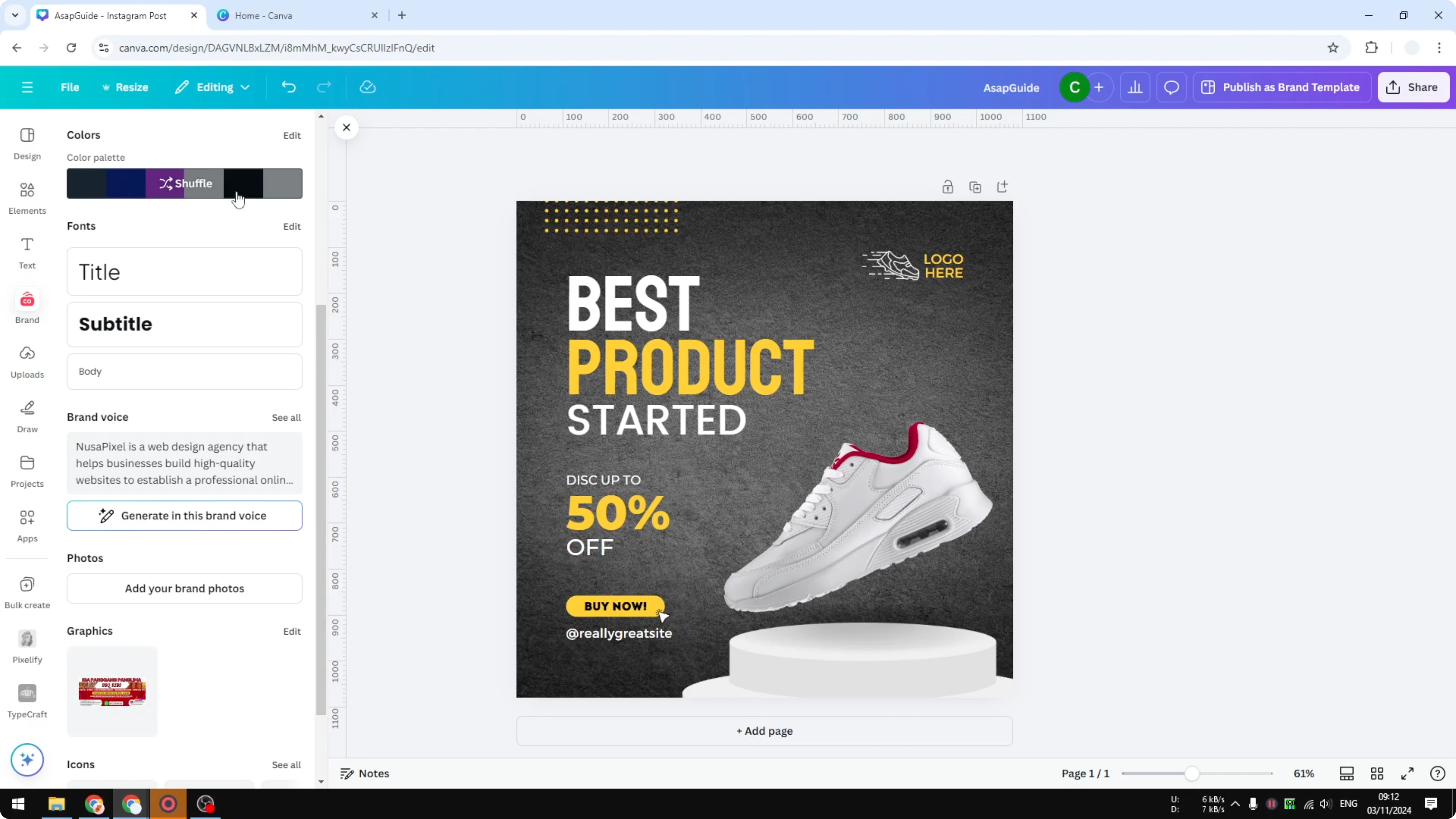 Screenshot from How to Apply Brand Colors in One Click on Canva Templates at 83s