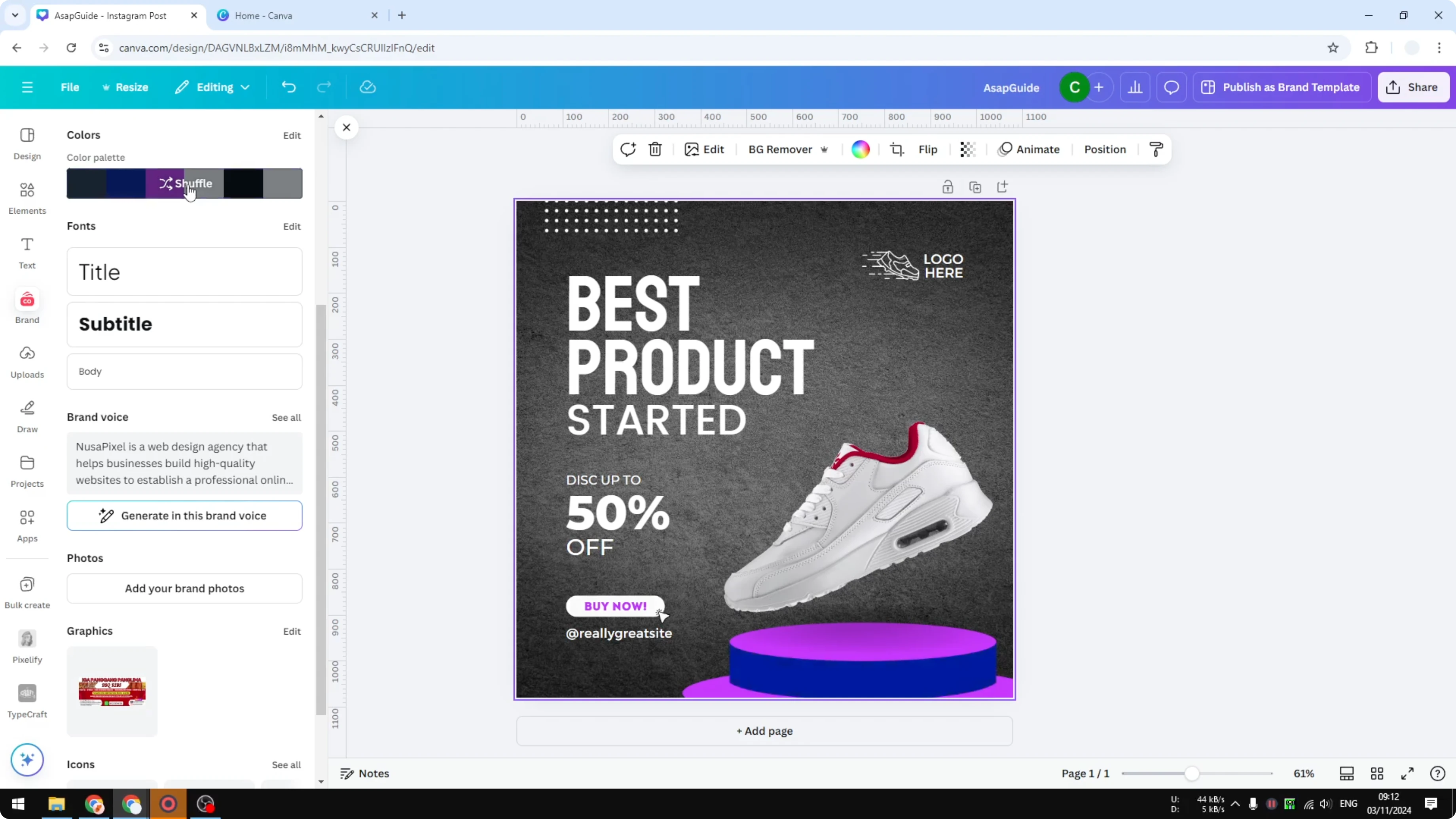 Screenshot from How to Apply Brand Colors in One Click on Canva Templates at 93s
