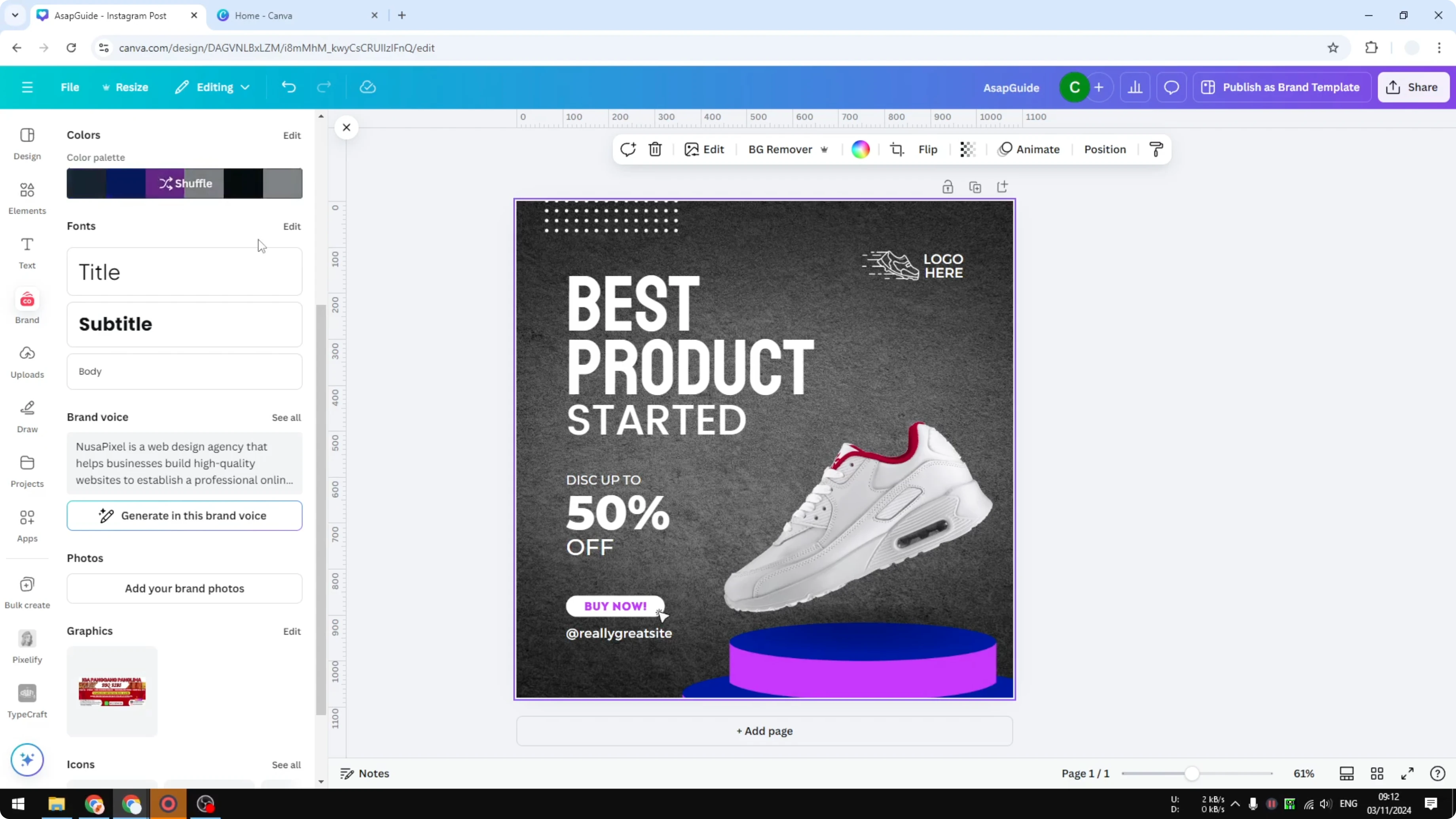 Screenshot from How to Apply Brand Colors in One Click on Canva Templates at 97s