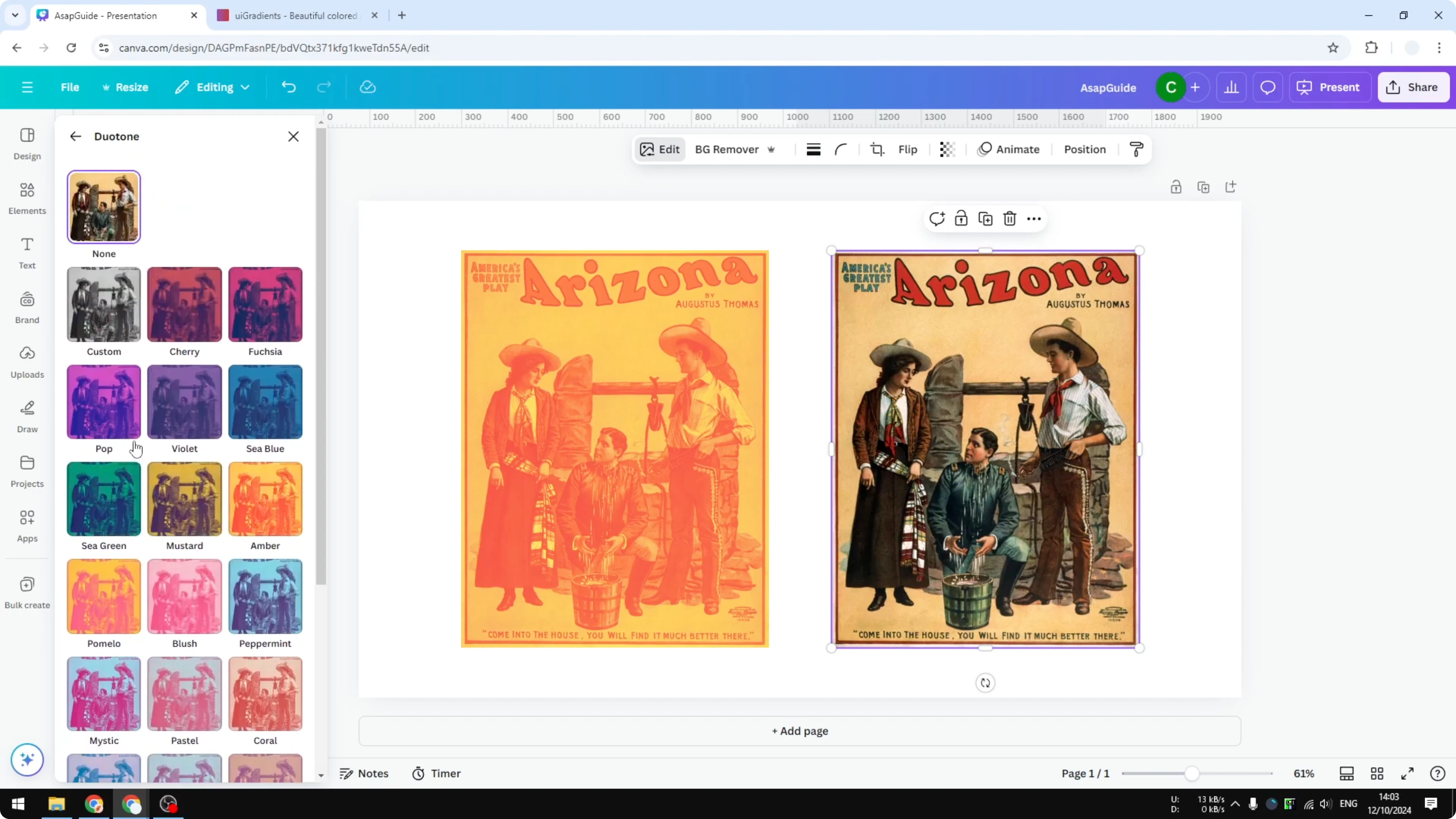 Screenshot from How to Apply Duotone in Canva at 60s