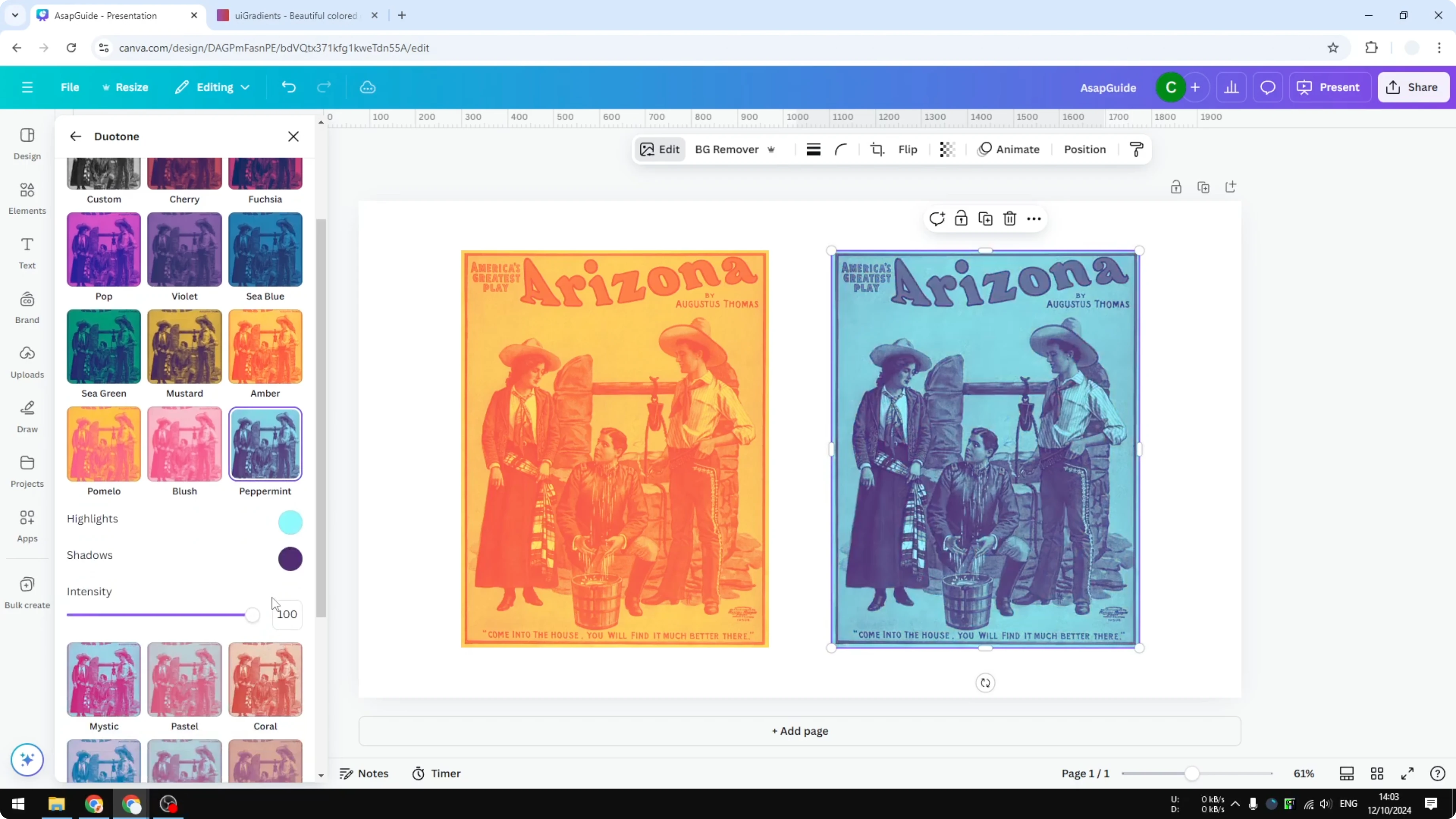 Screenshot from How to Apply Duotone in Canva at 64s