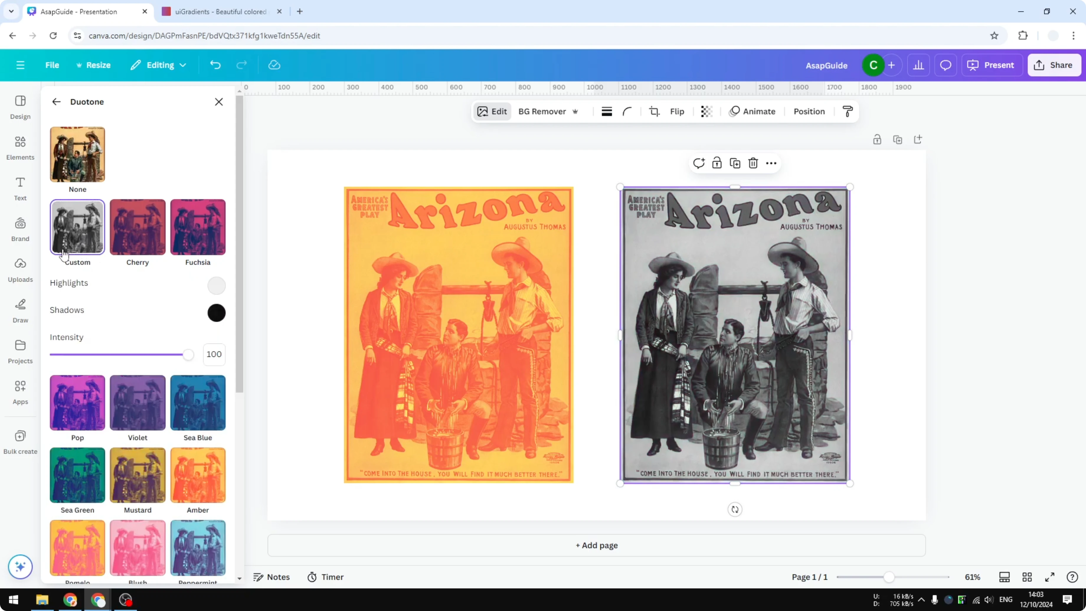 Screenshot from How to Apply Duotone in Canva at 72s