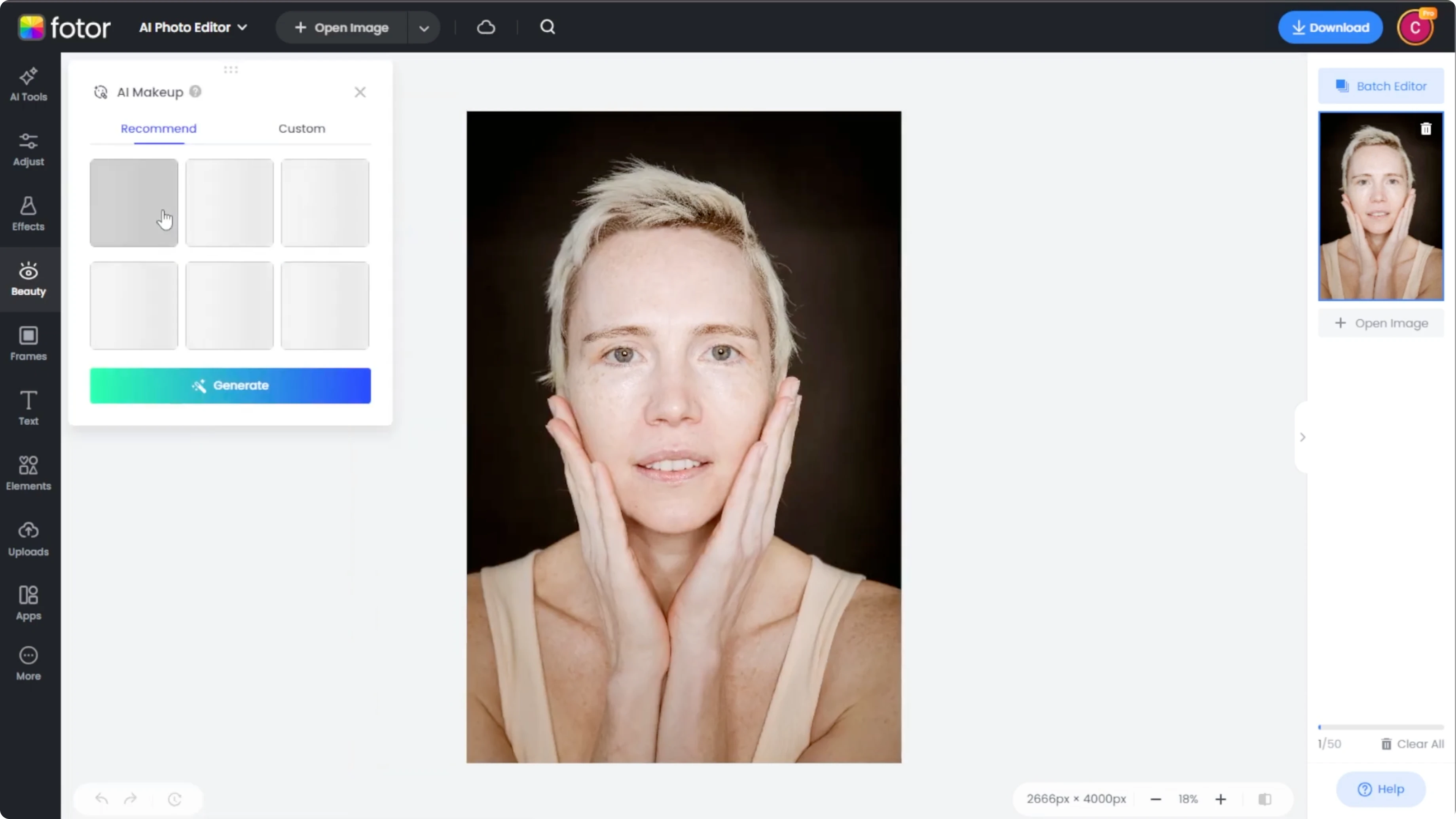 Screenshot from How to Experiment with Virtual Makeup Looks and Enhance Your Photos with AI? at 30s
