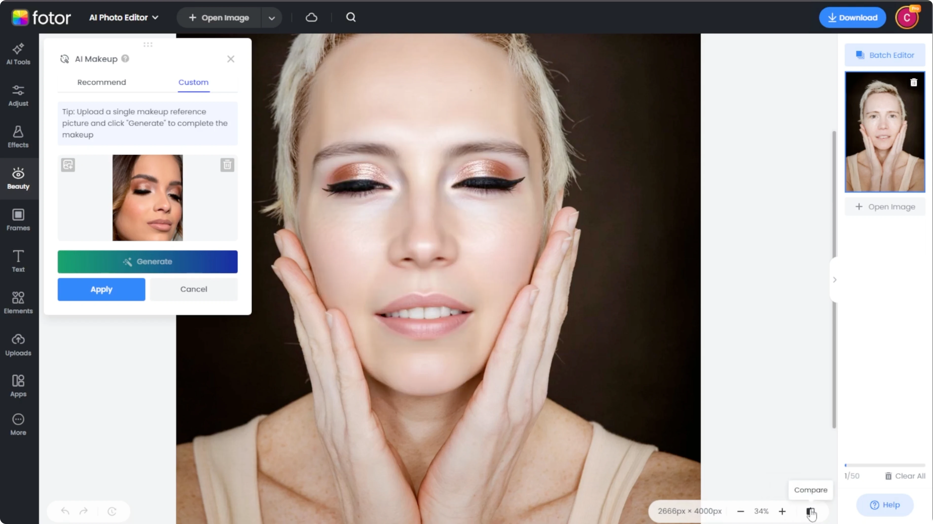 Screenshot from How to Experiment with Virtual Makeup Looks and Enhance Your Photos with AI? at 91s
