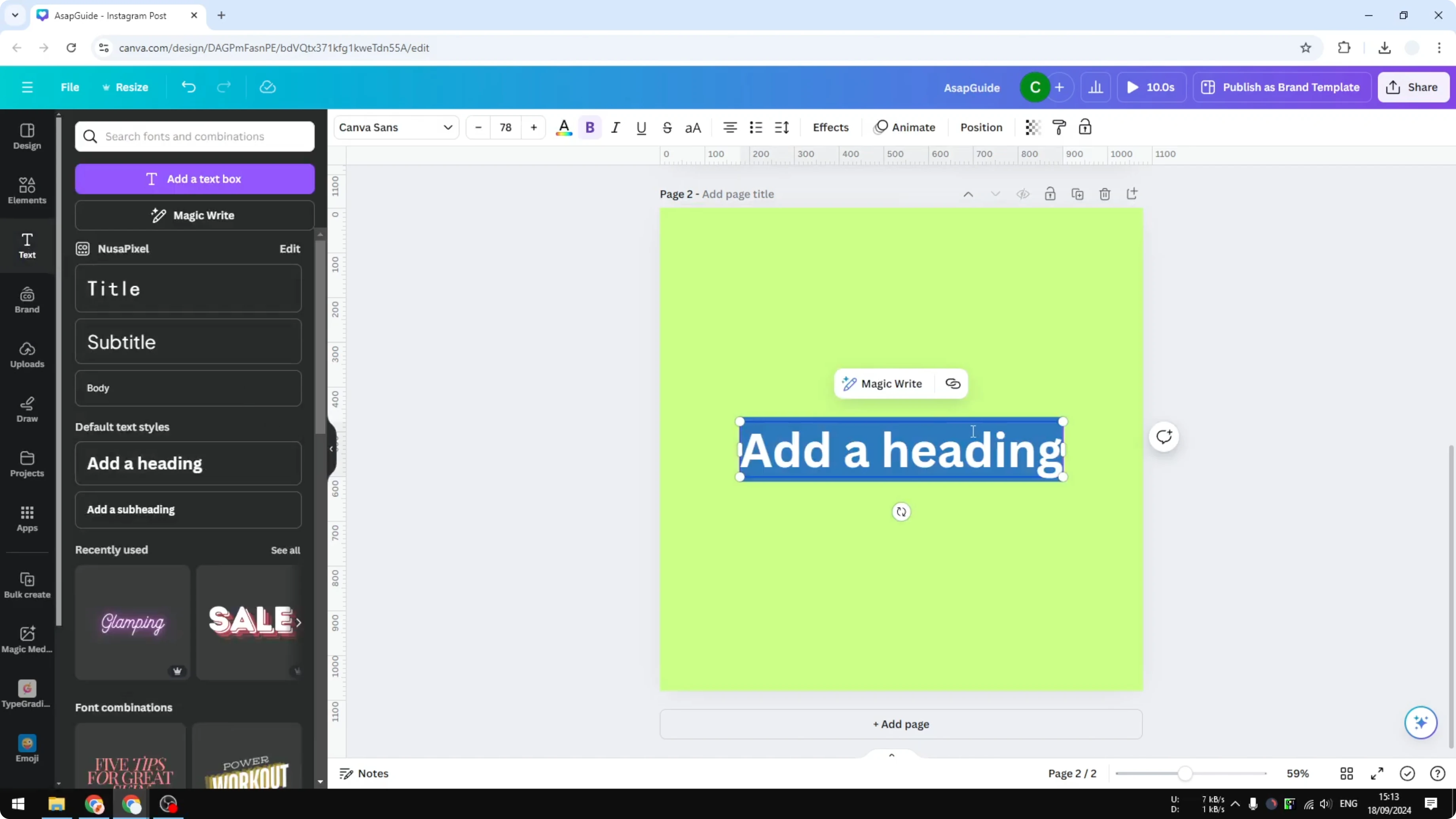 Screenshot from How to Arch Text in Canva at 27s