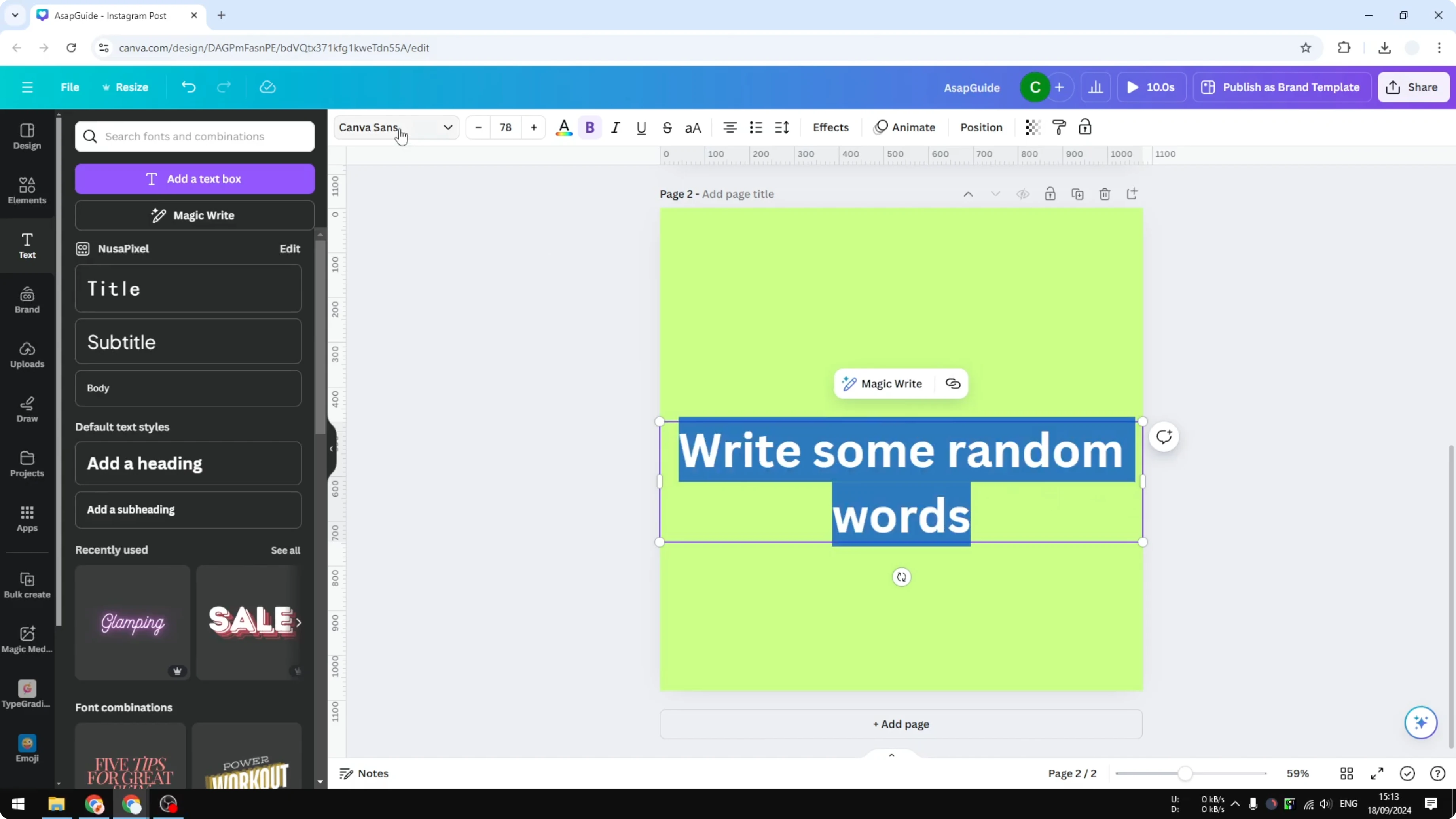 Screenshot from How to Arch Text in Canva at 35s