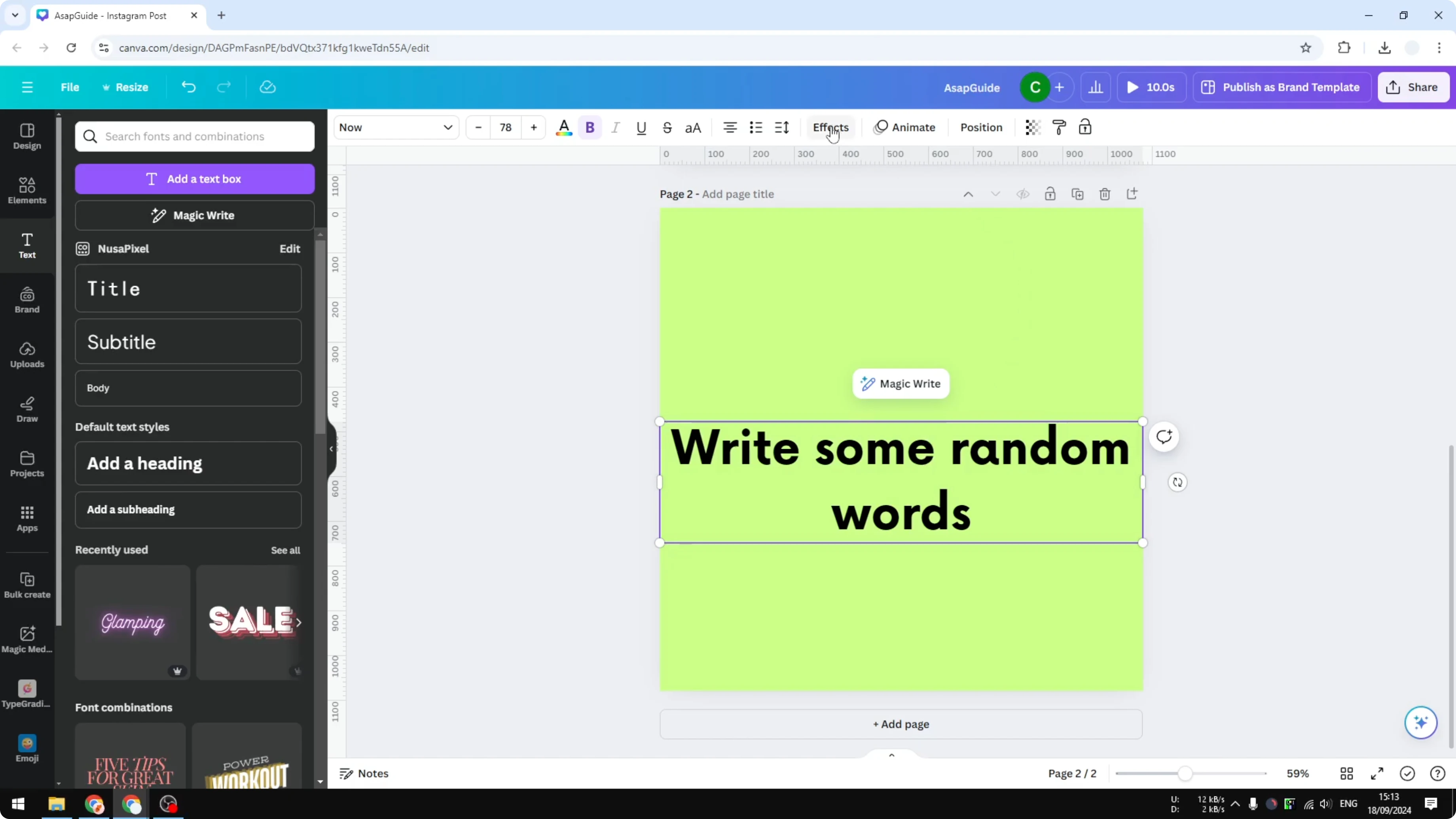 Screenshot from How to Arch Text in Canva at 47s