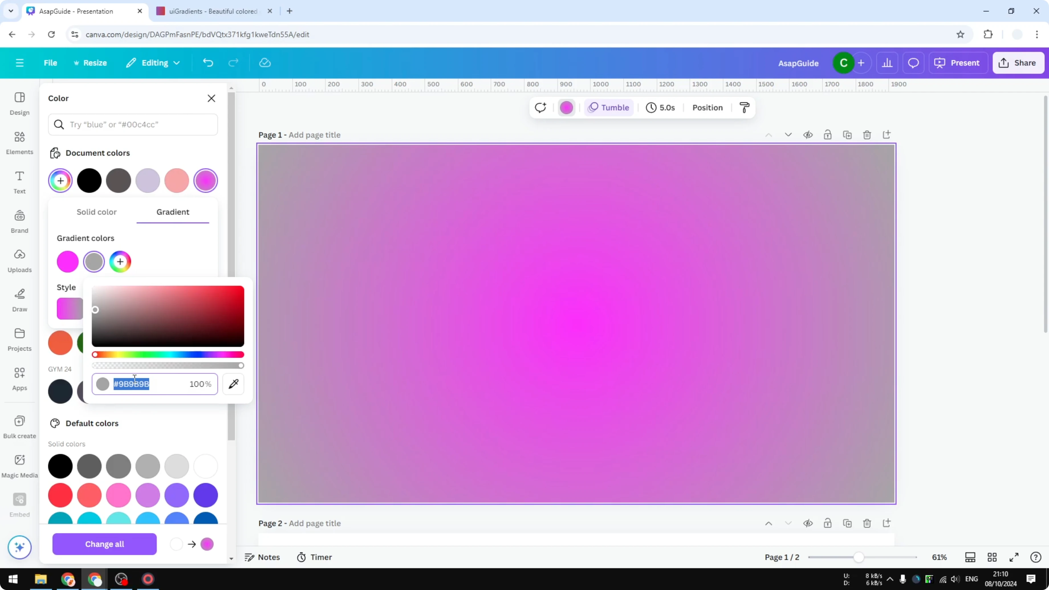 Screenshot from How to Make an Aura Gradient in Canva at 112s