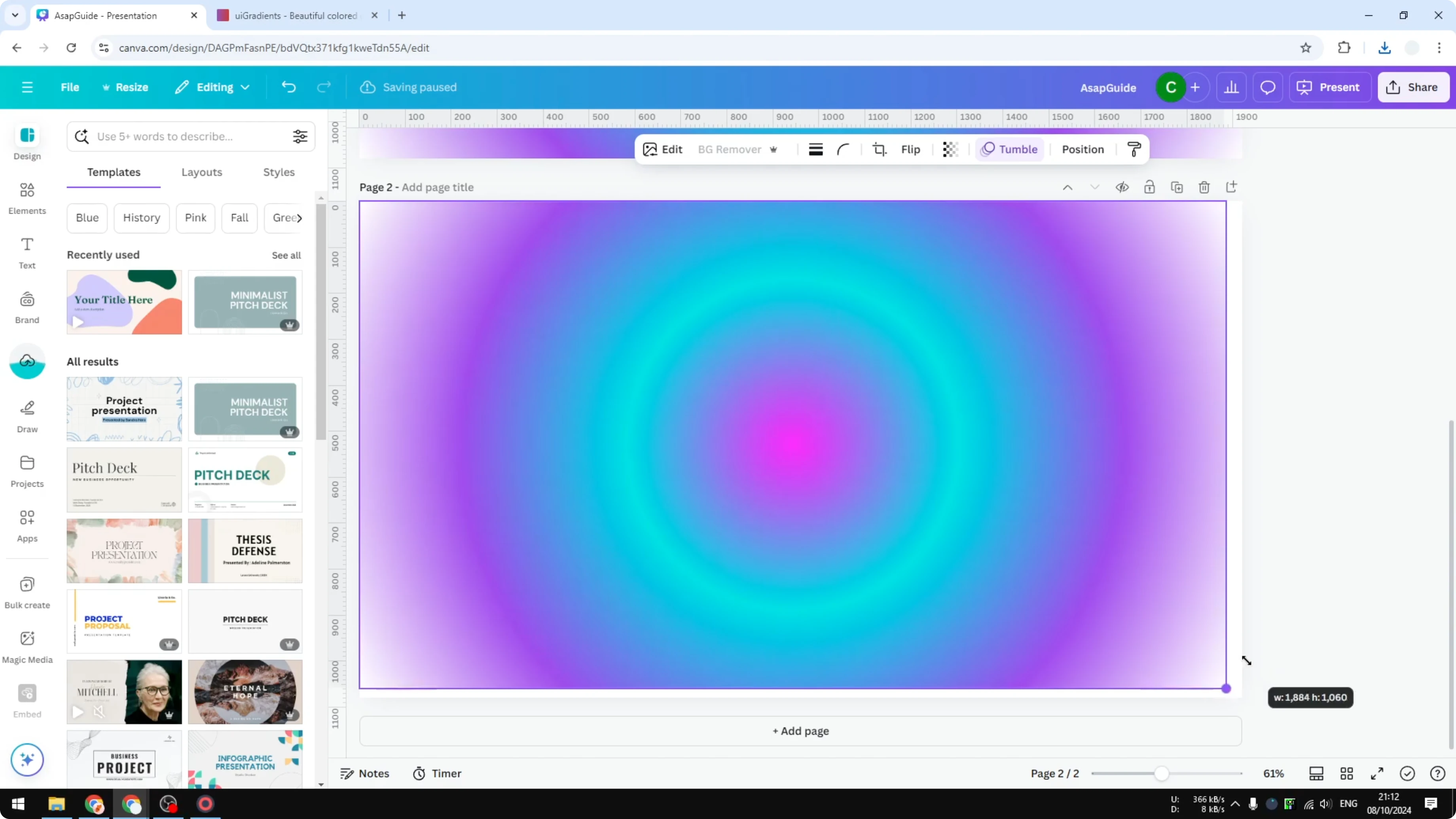 Screenshot from How to Make an Aura Gradient in Canva at 208s