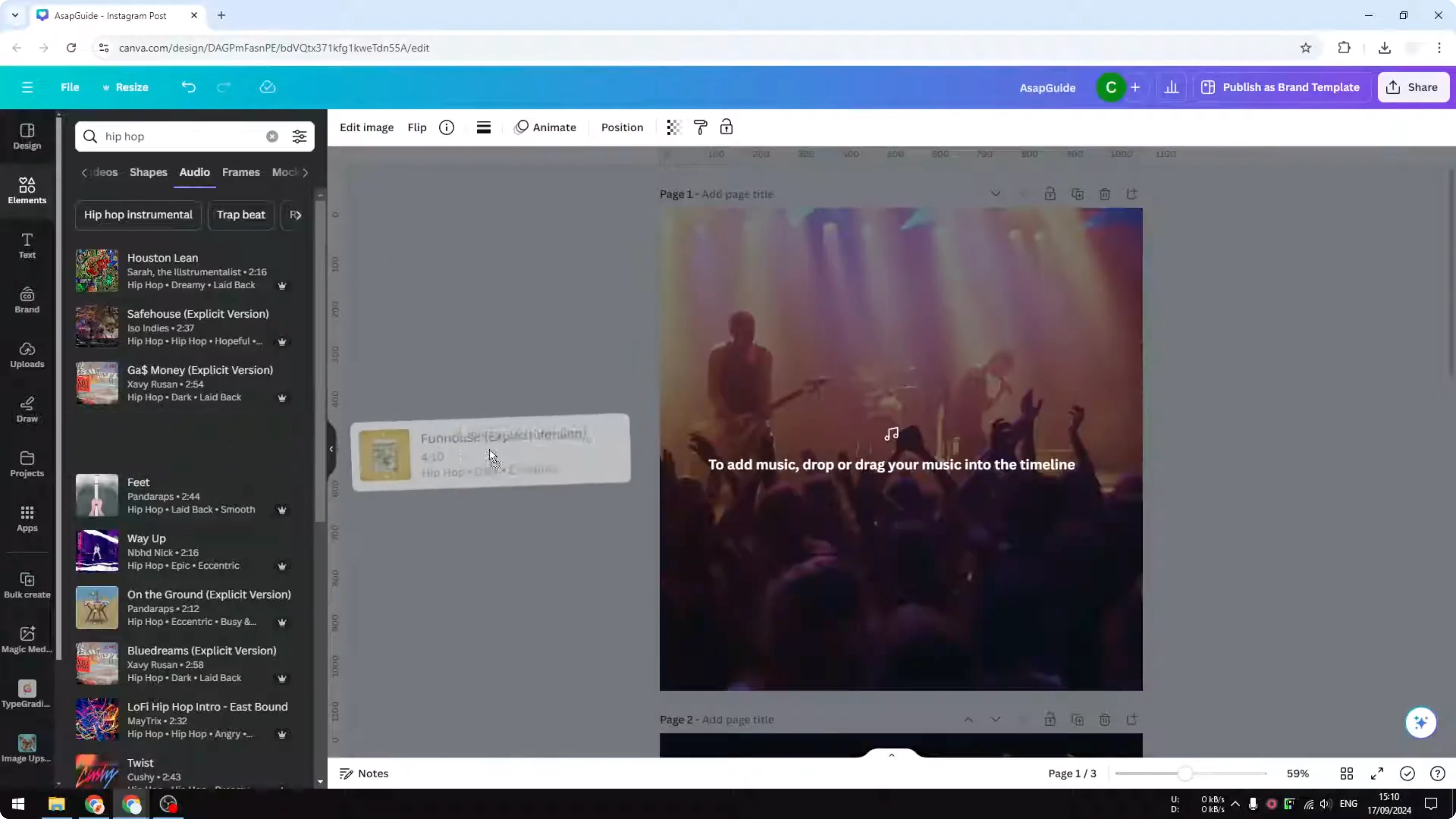 Screenshot from How to Use Beat Sync in Canva at 62s