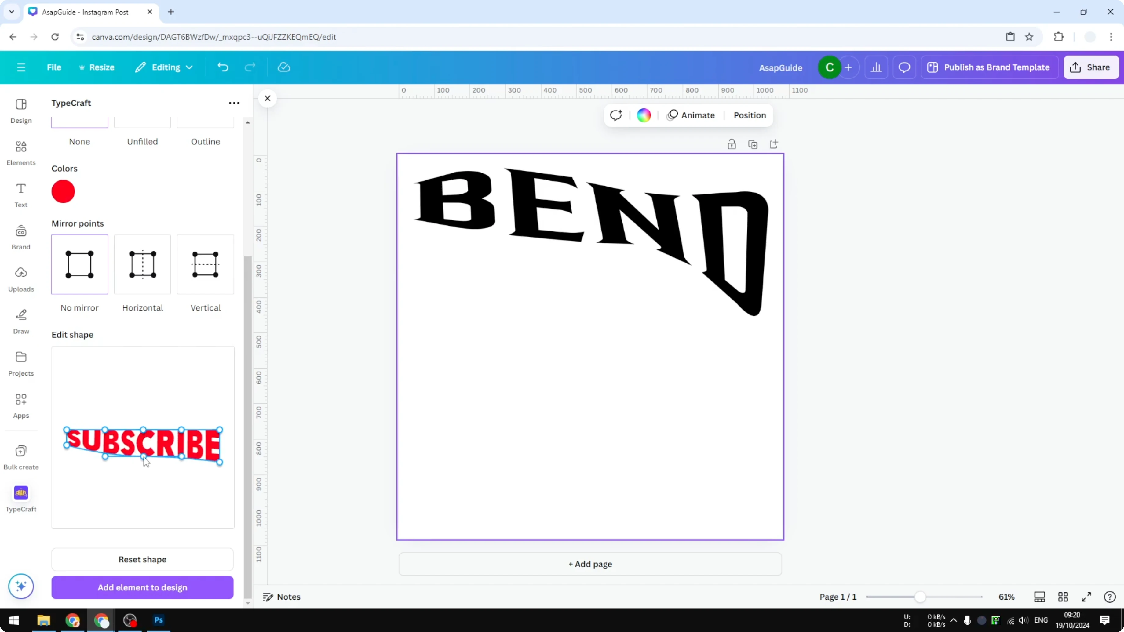 Screenshot from How to Bend Text in Canva at 102s