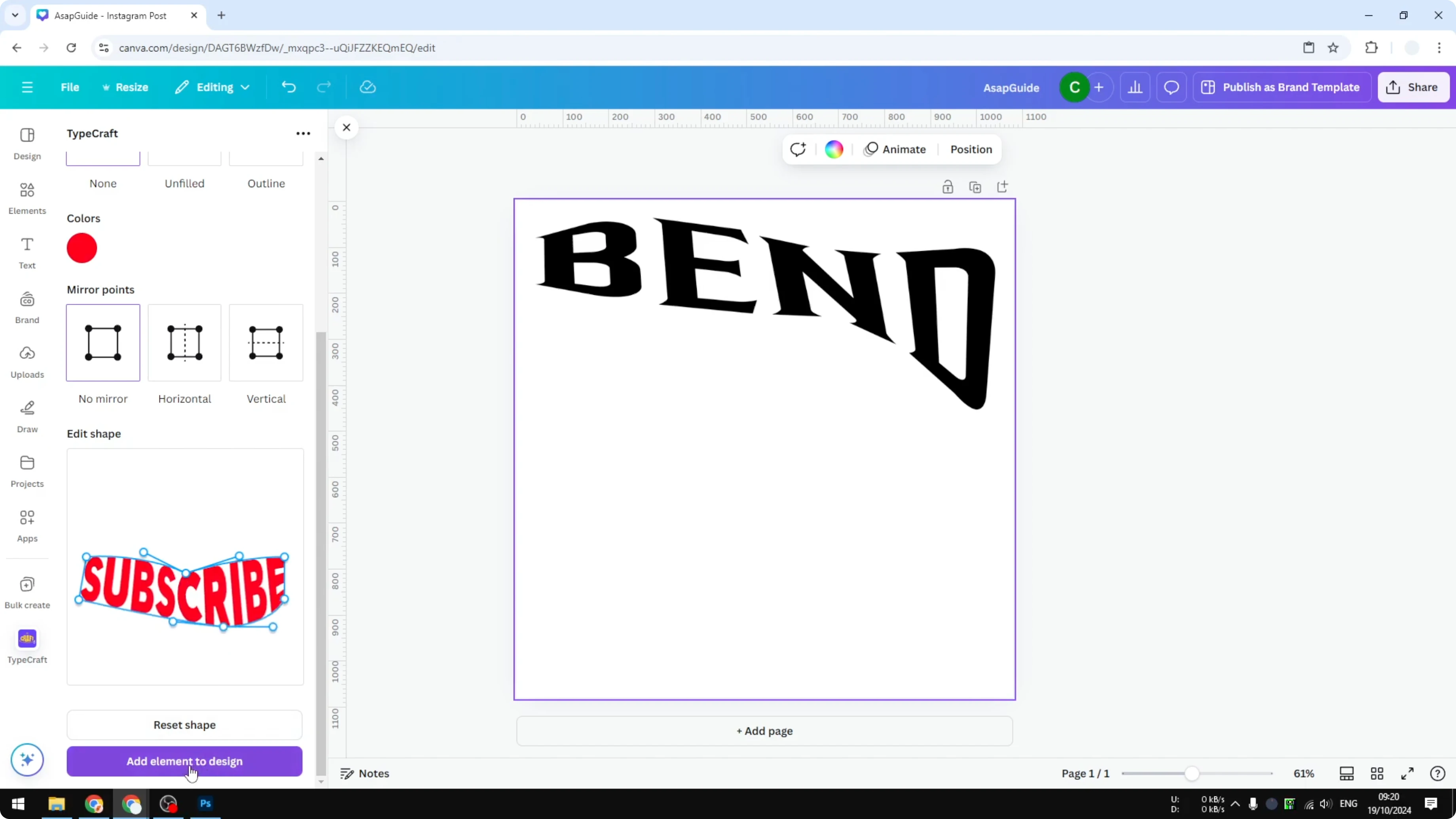 Screenshot from How to Bend Text in Canva at 114s