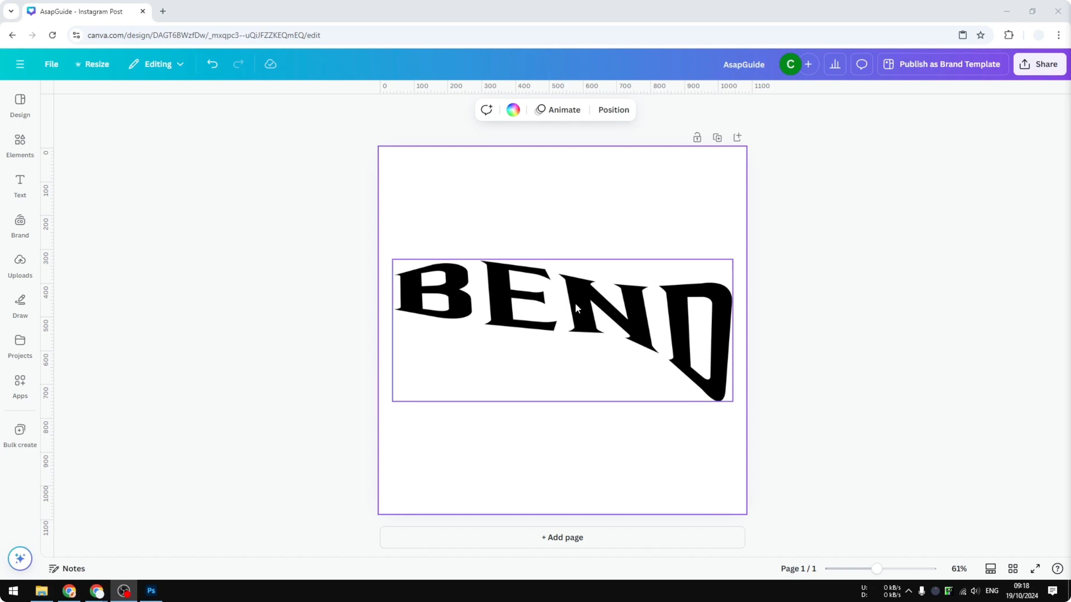 Screenshot from How to Bend Text in Canva at 22s
