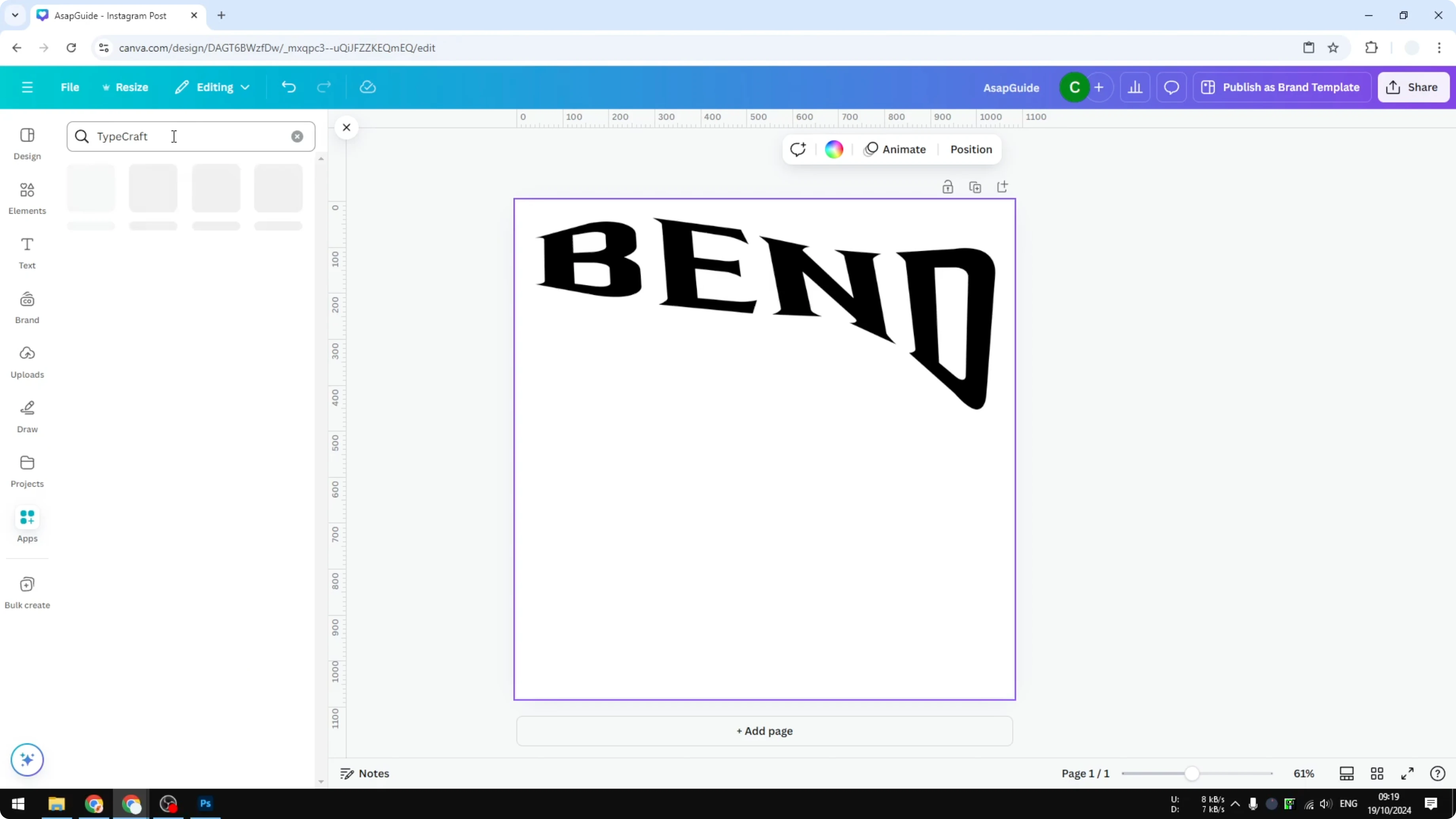 Screenshot from How to Bend Text in Canva at 41s