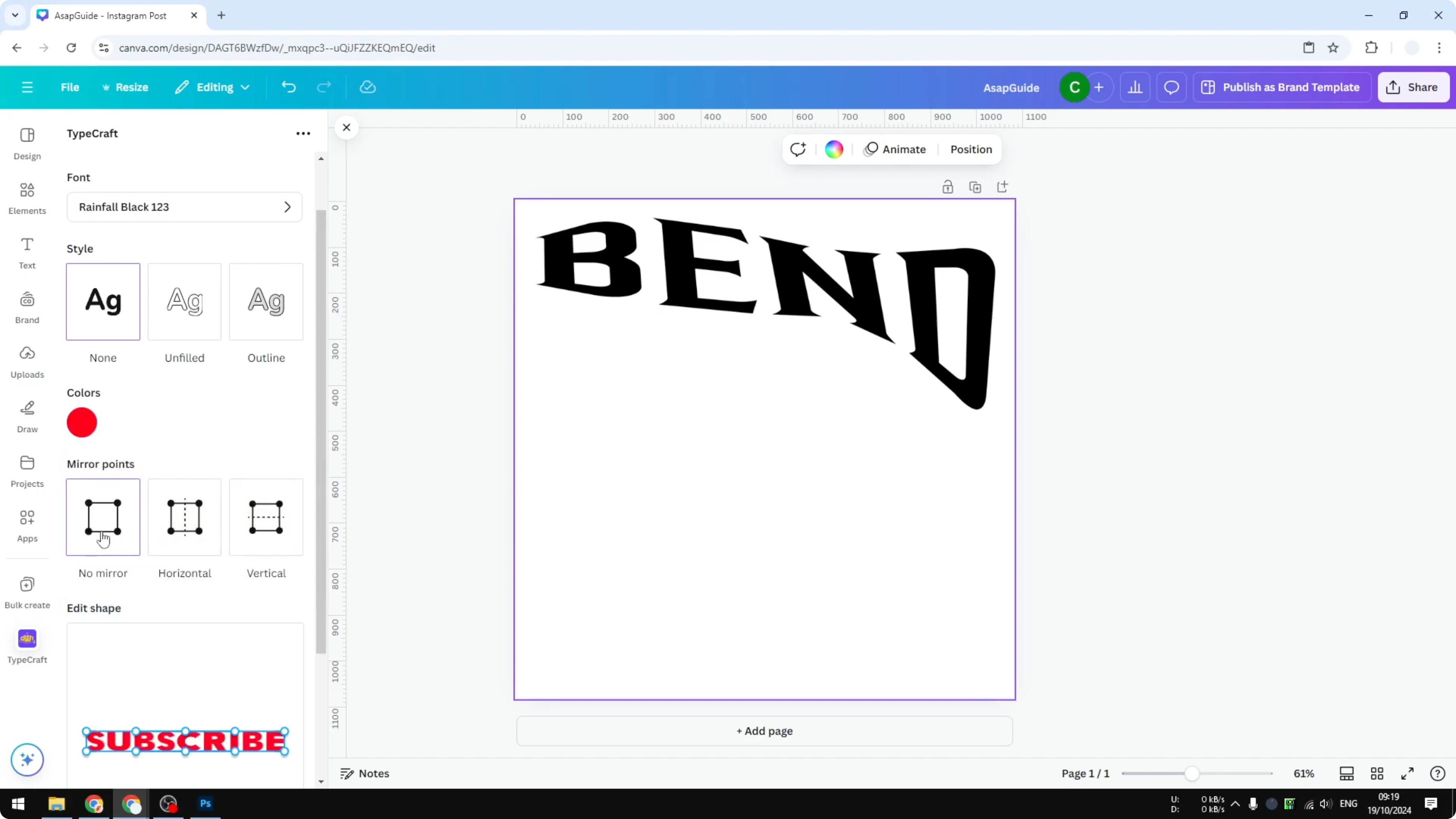 Screenshot from How to Bend Text in Canva at 82s