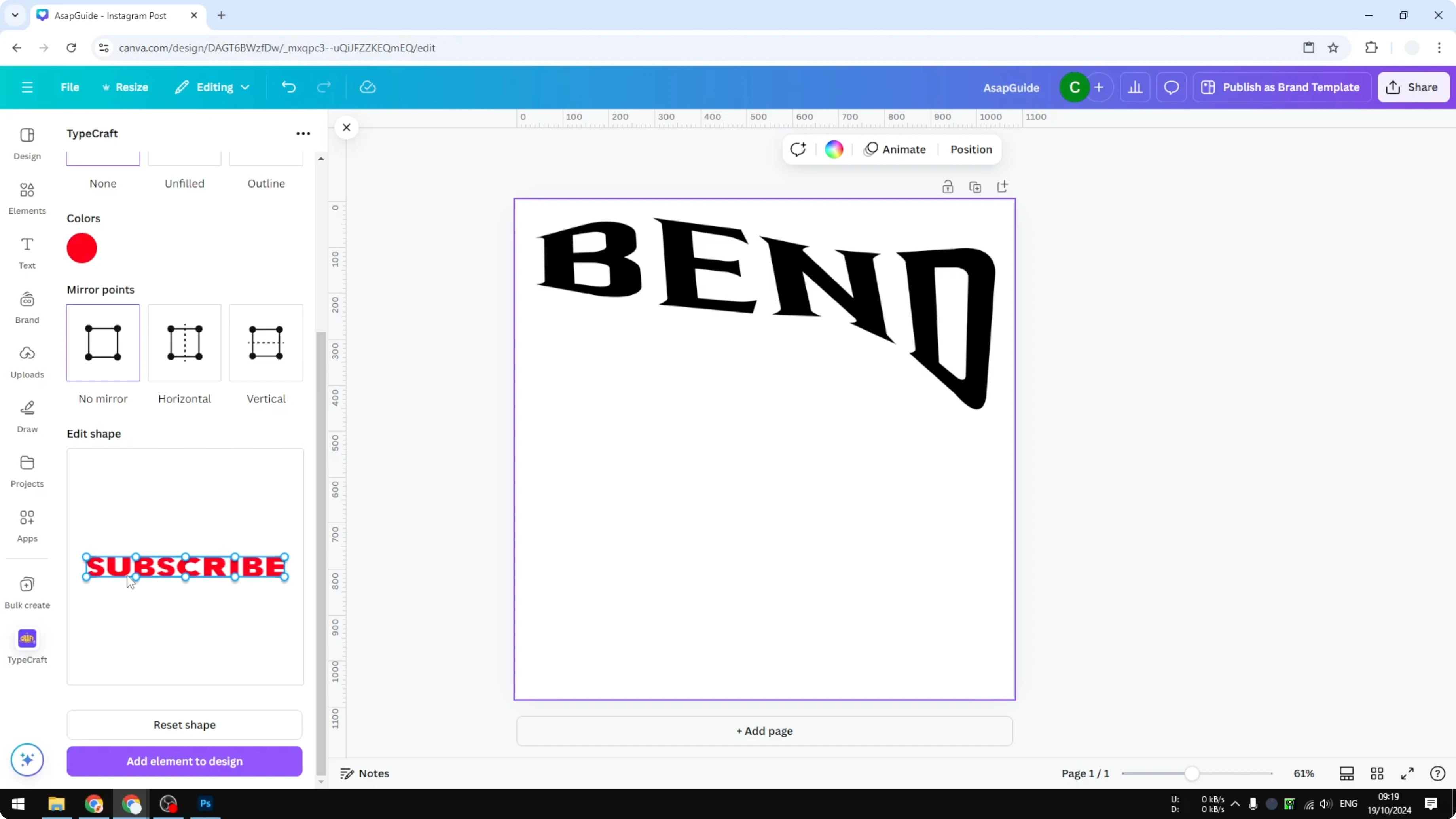 Screenshot from How to Bend Text in Canva at 87s