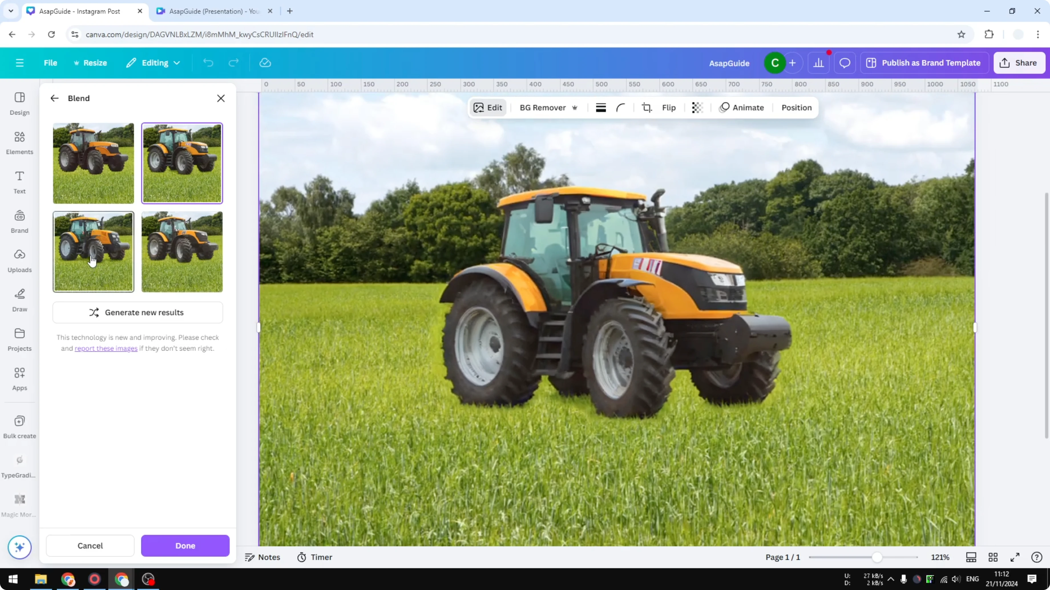 Screenshot from How to Blend Two Images Together Using Canva AI at 111s
