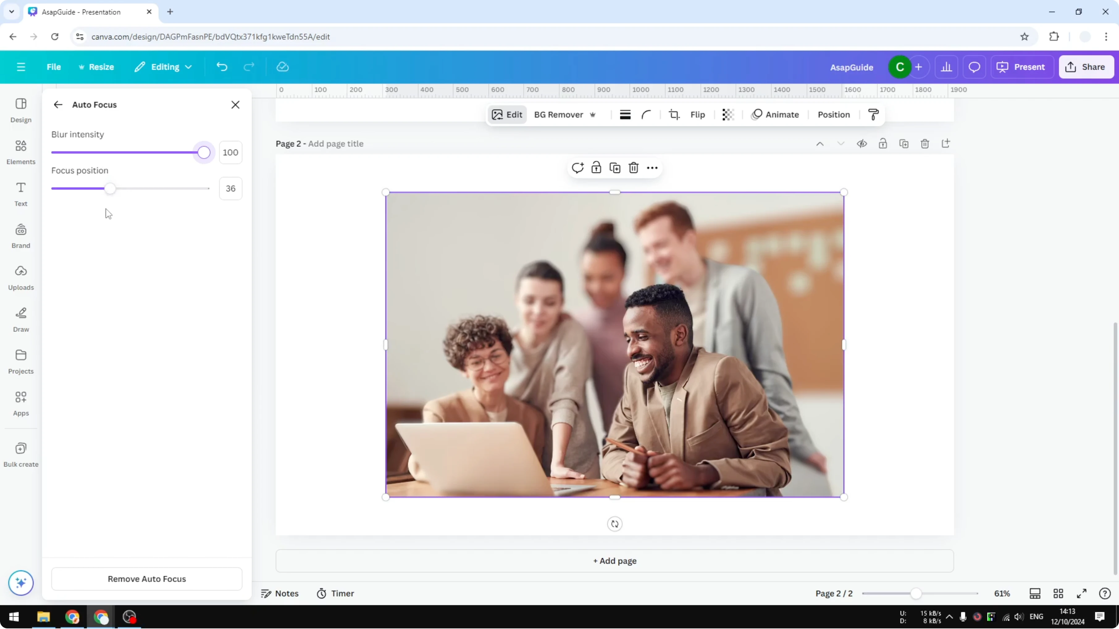 Screenshot from How to Blur Position in Canva at 136s