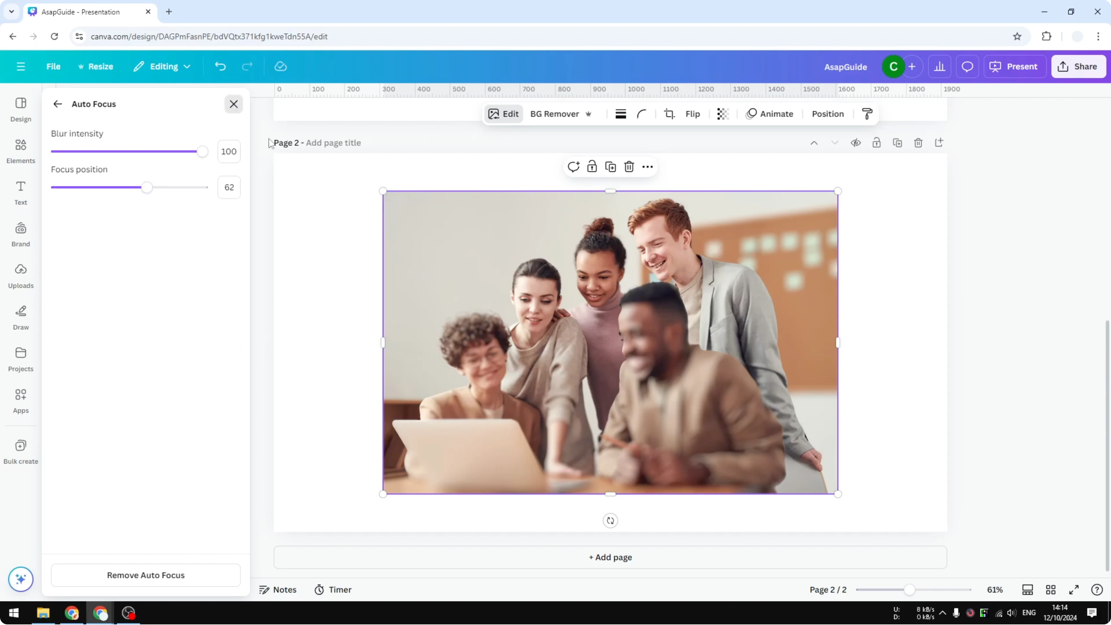 Screenshot from How to Blur Position in Canva at 162s