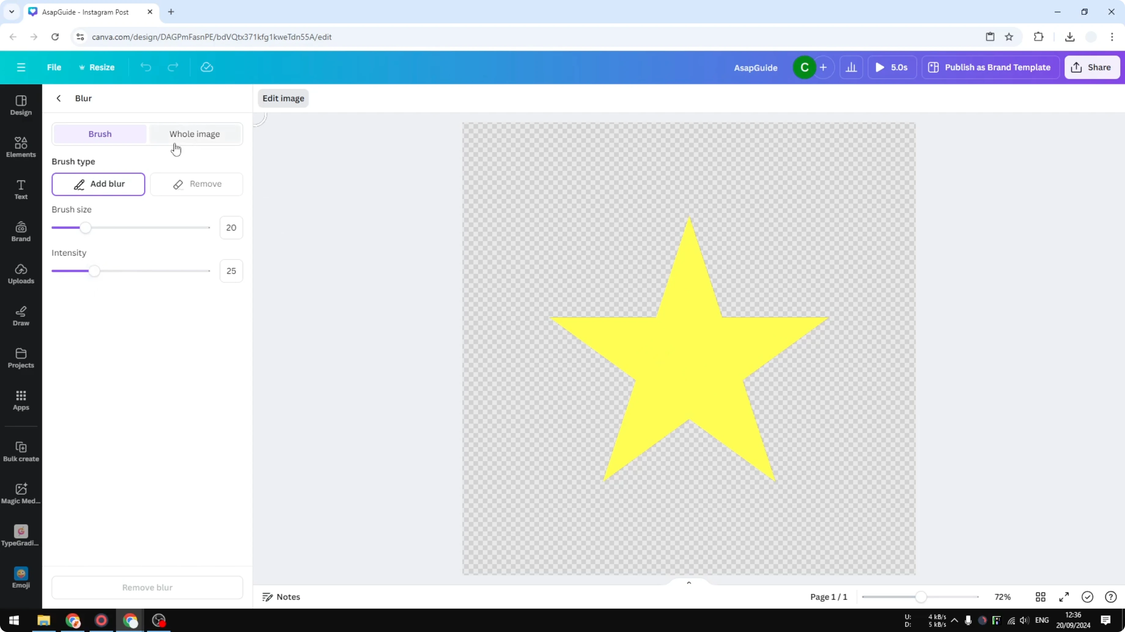 Screenshot from How to Blur a Shape in Canva at 202s