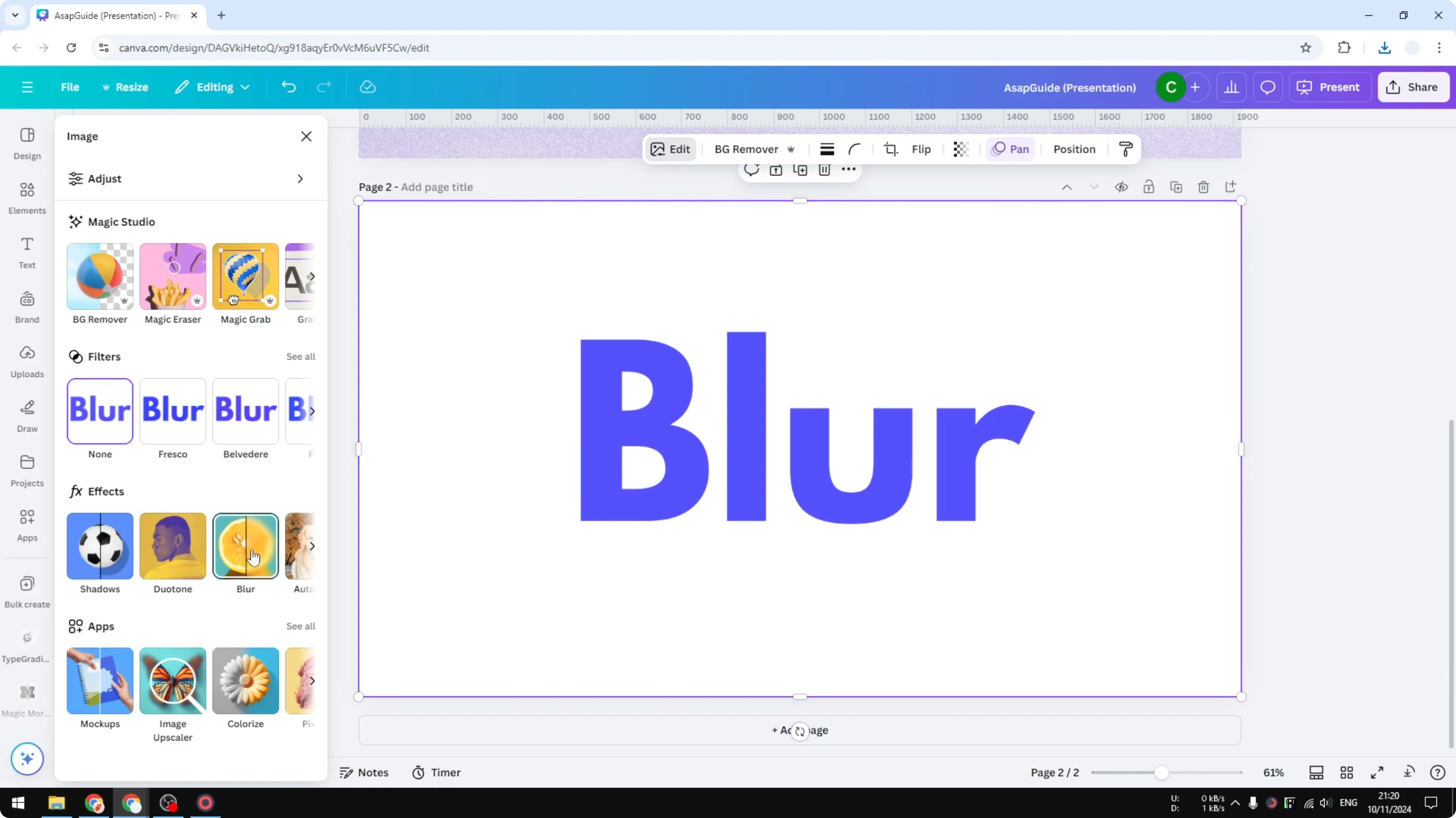 Screenshot from How to Blur Text in Canva at 106s