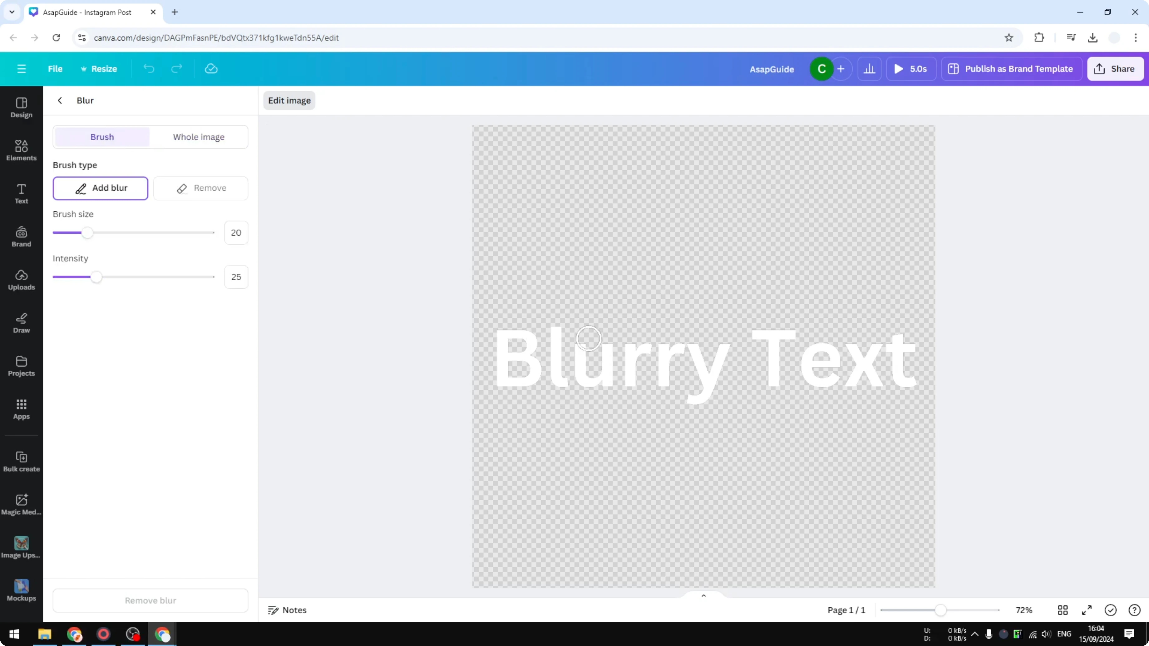 Screenshot from How to Blur Text in Canva at 157s