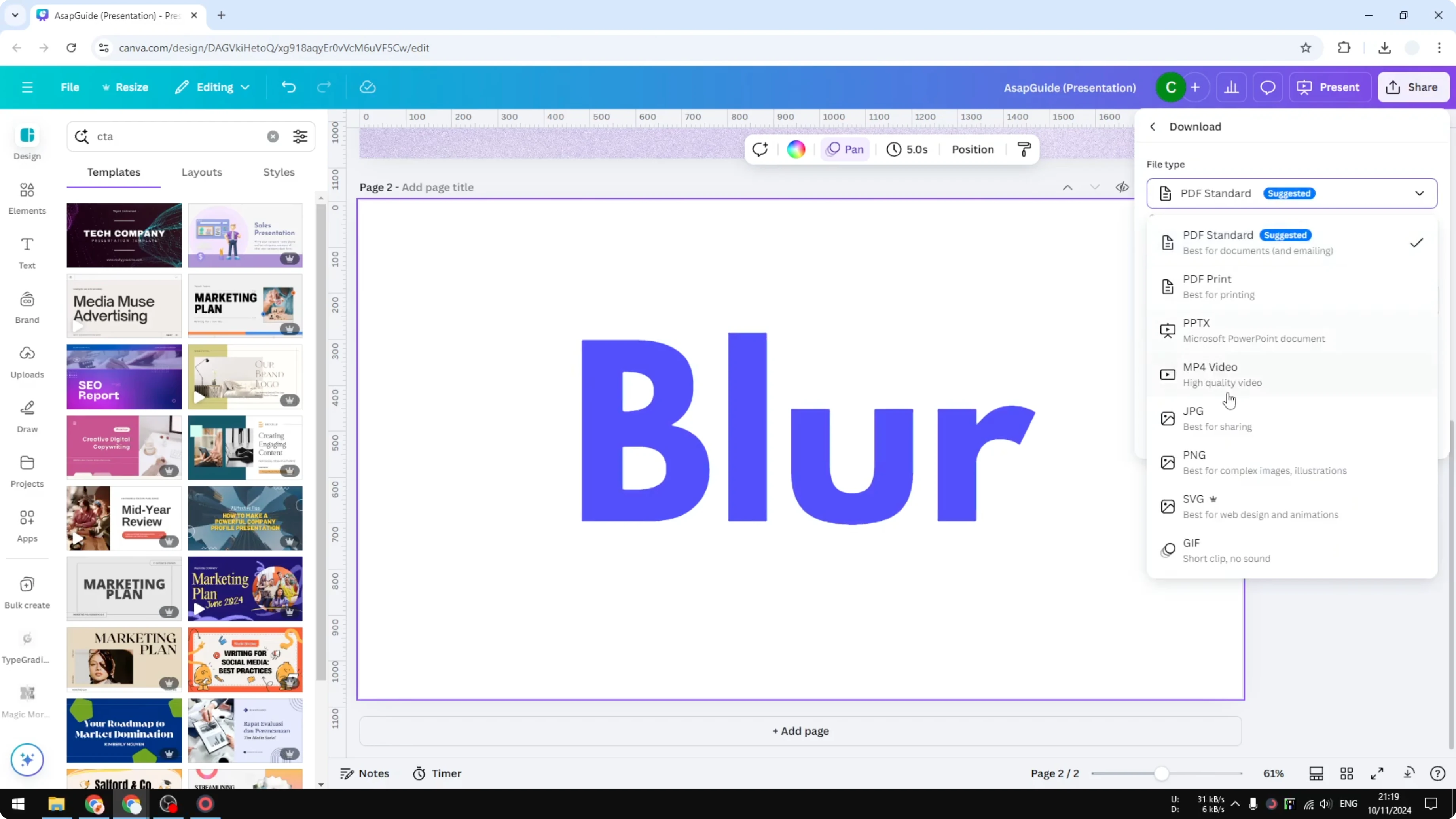 Screenshot from How to Blur Text in Canva at 57s