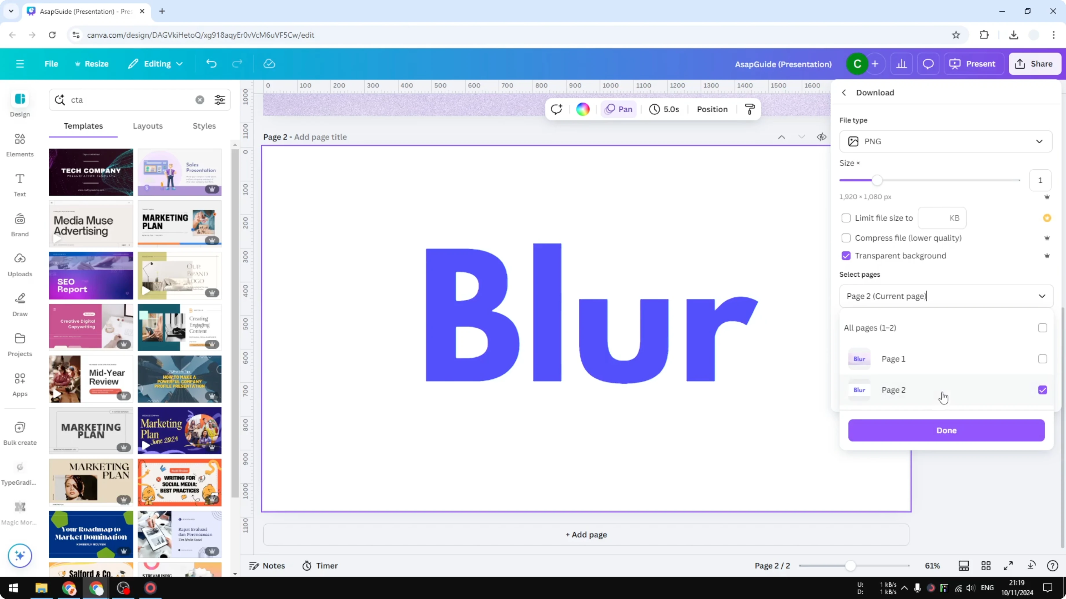 Screenshot from How to Blur Text in Canva at 66s