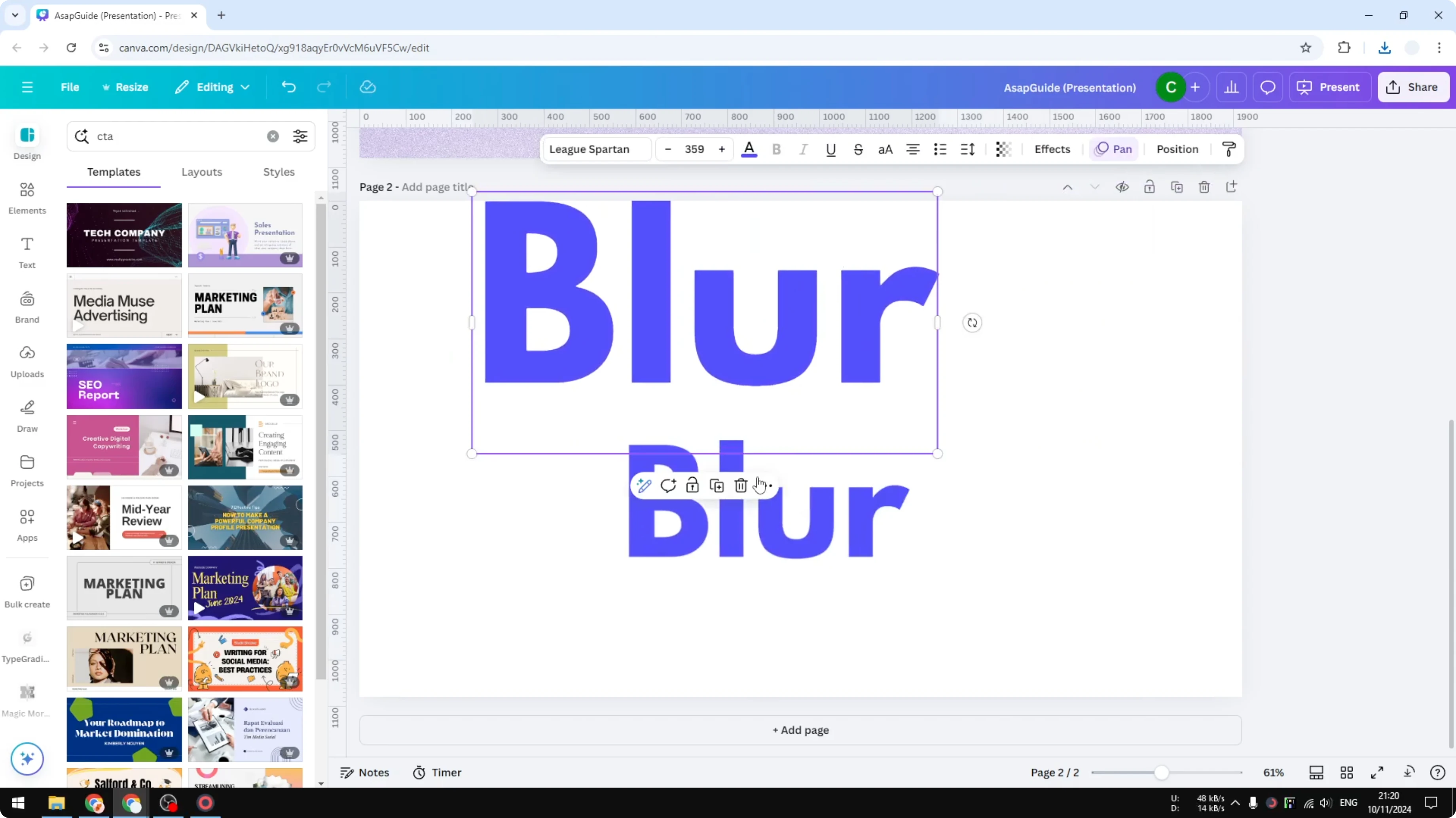 Screenshot from How to Blur Text in Canva at 89s