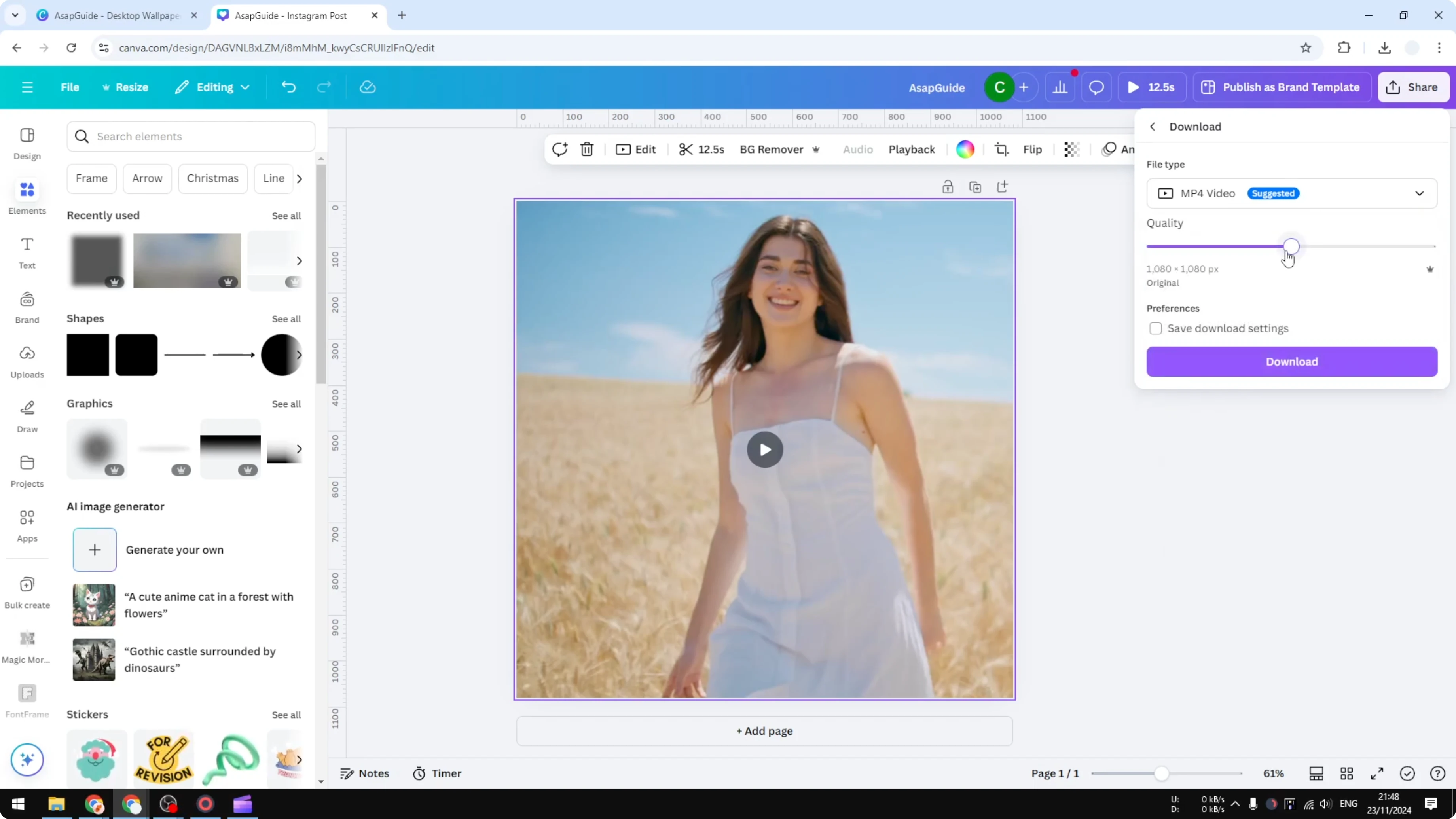 Screenshot from How to Blur a Video in Canva at 106s