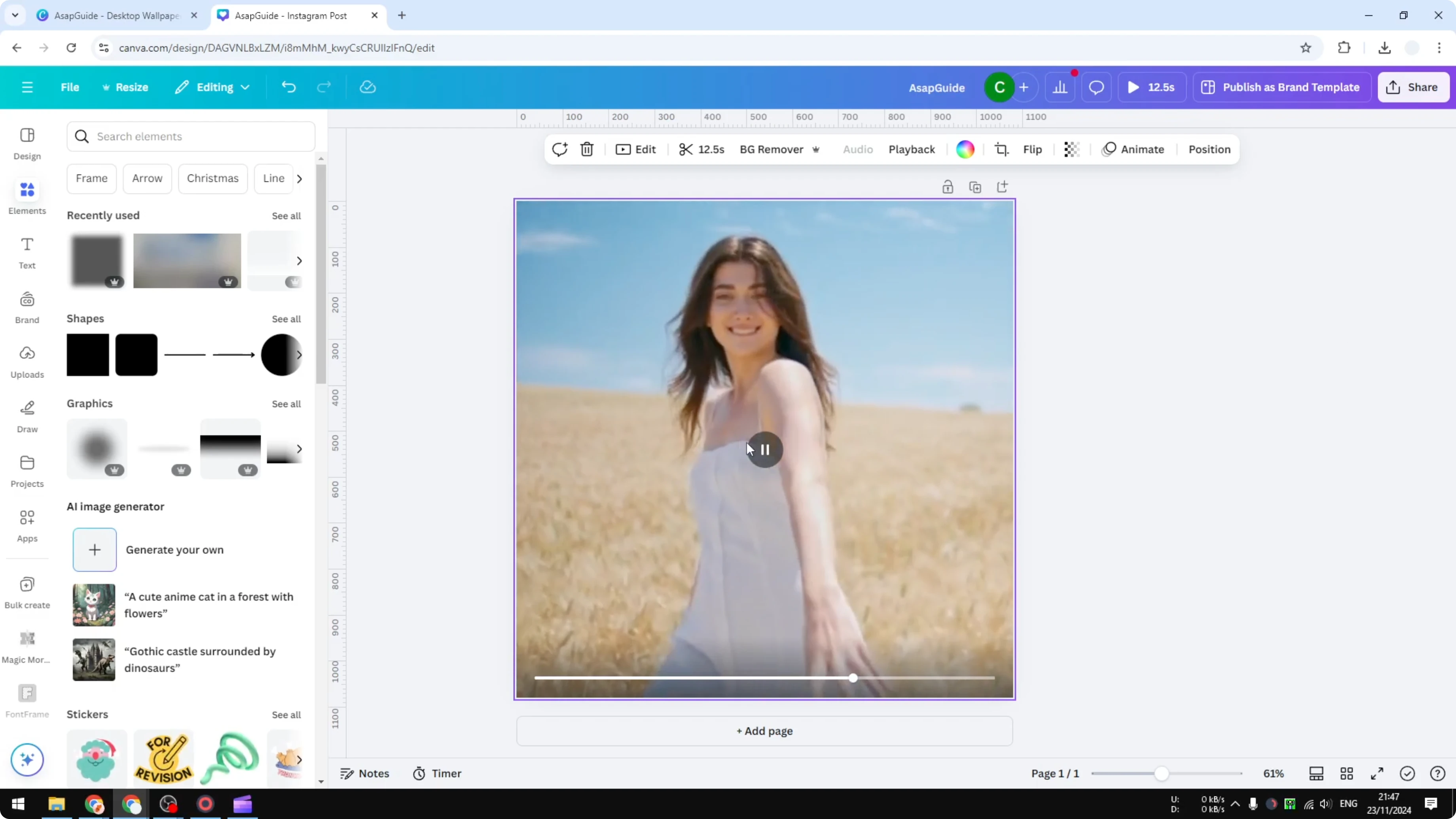 Screenshot from How to Blur a Video in Canva at 61s