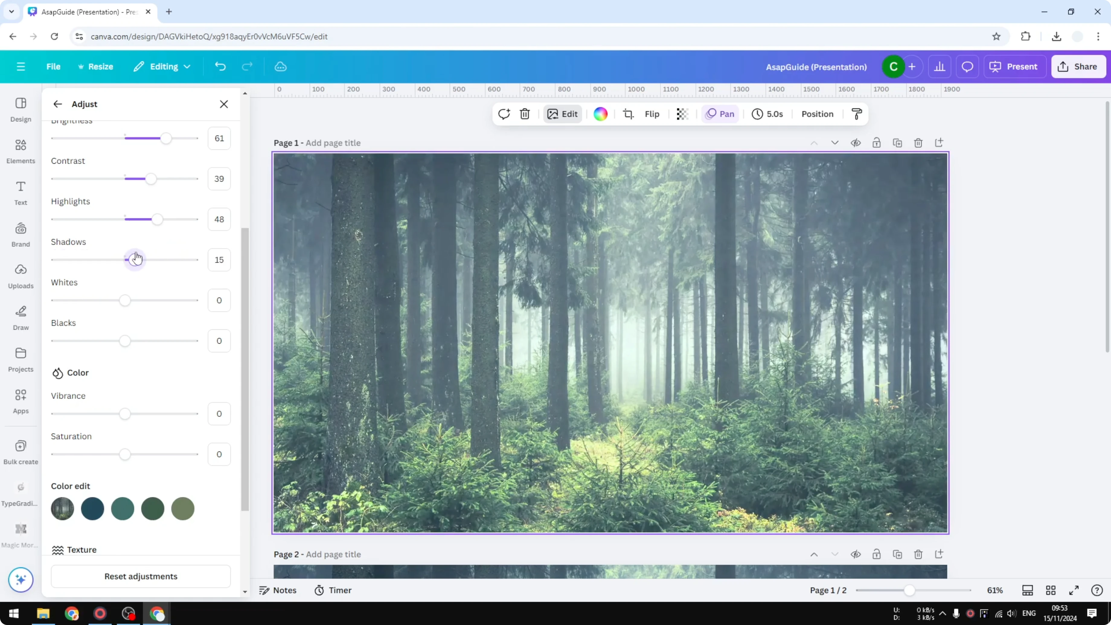 Screenshot from How to Brighten Image in Canva at 118s
