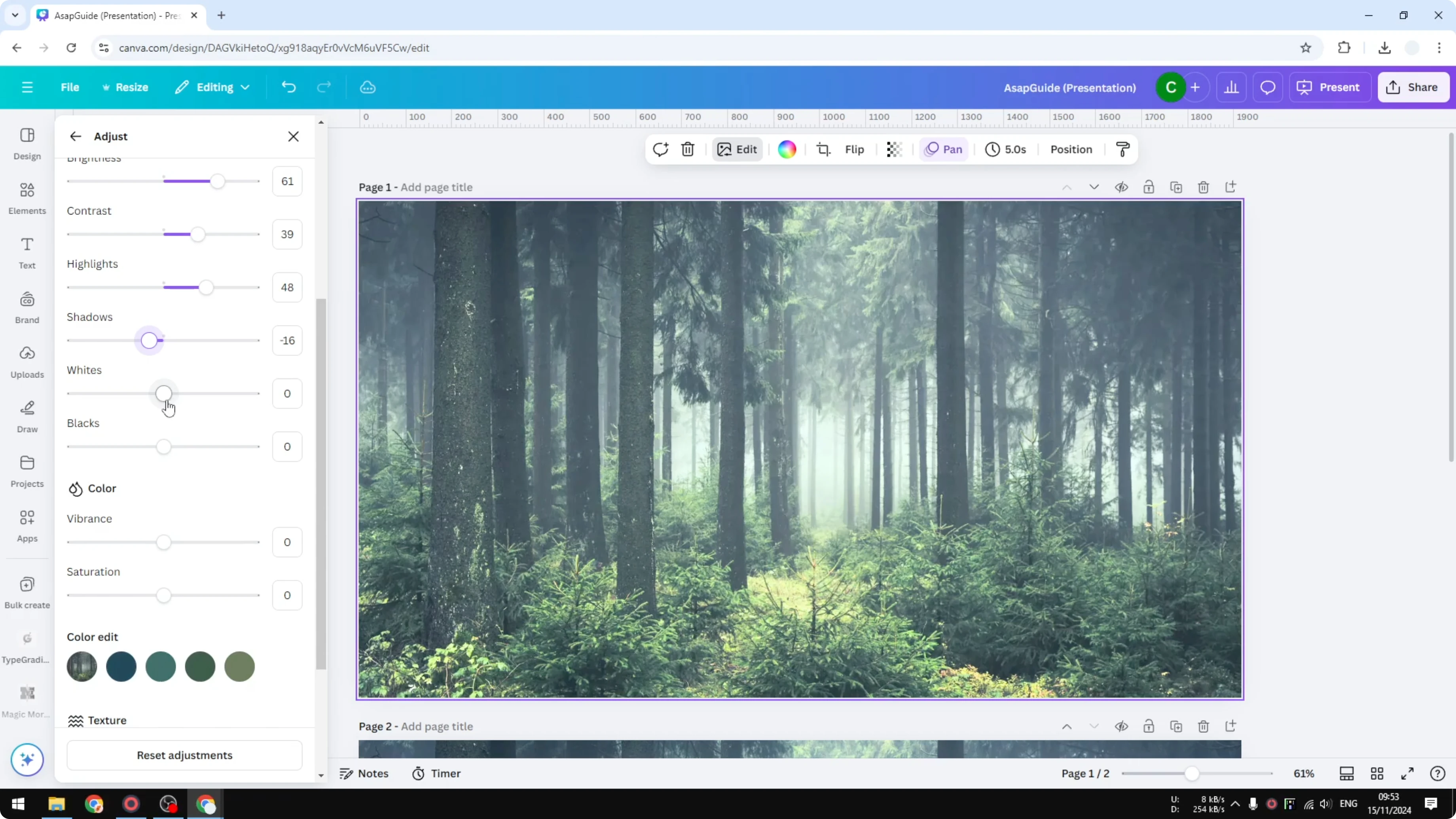 Screenshot from How to Brighten Image in Canva at 133s
