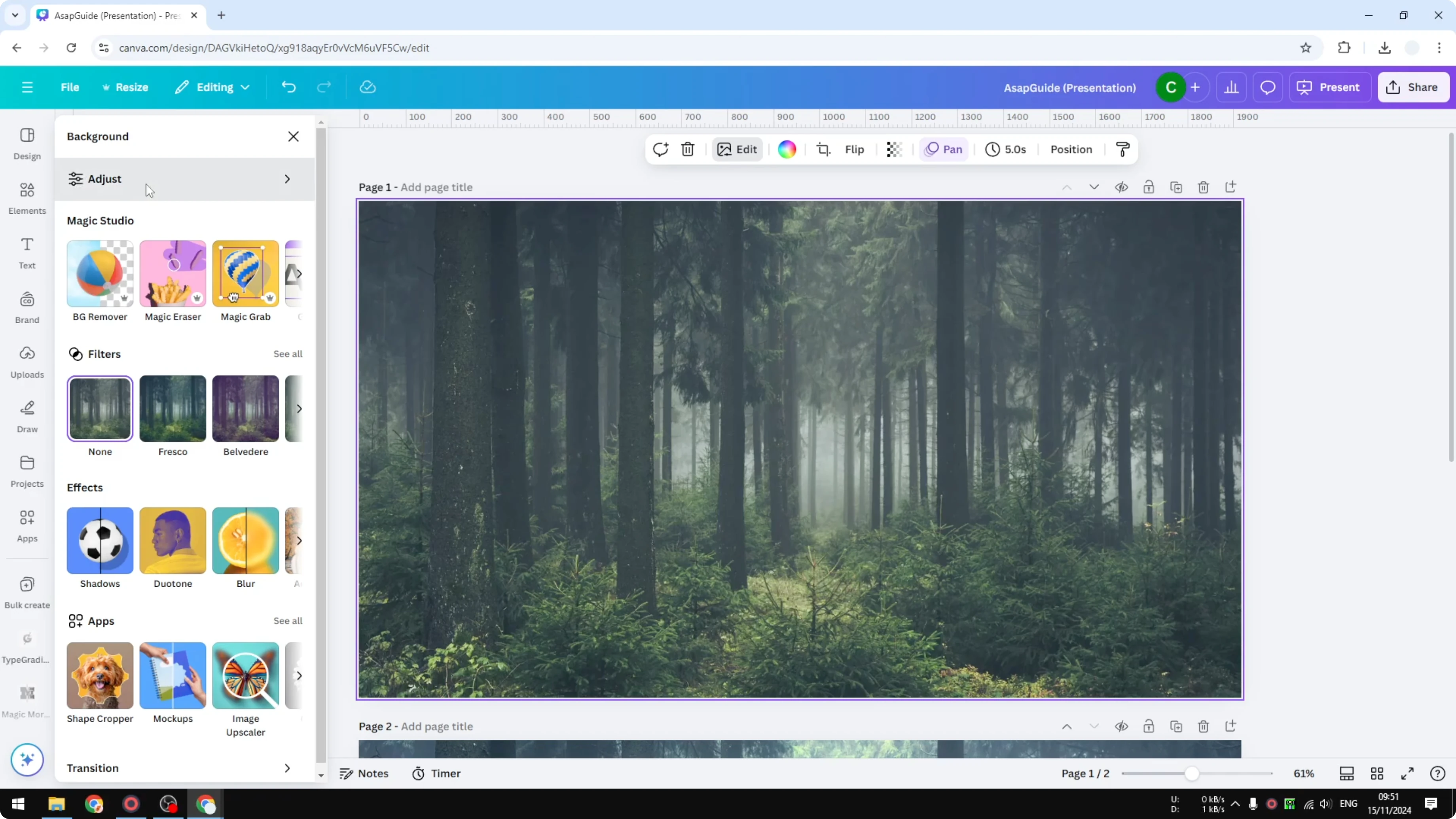 Screenshot from How to Brighten Image in Canva at 22s