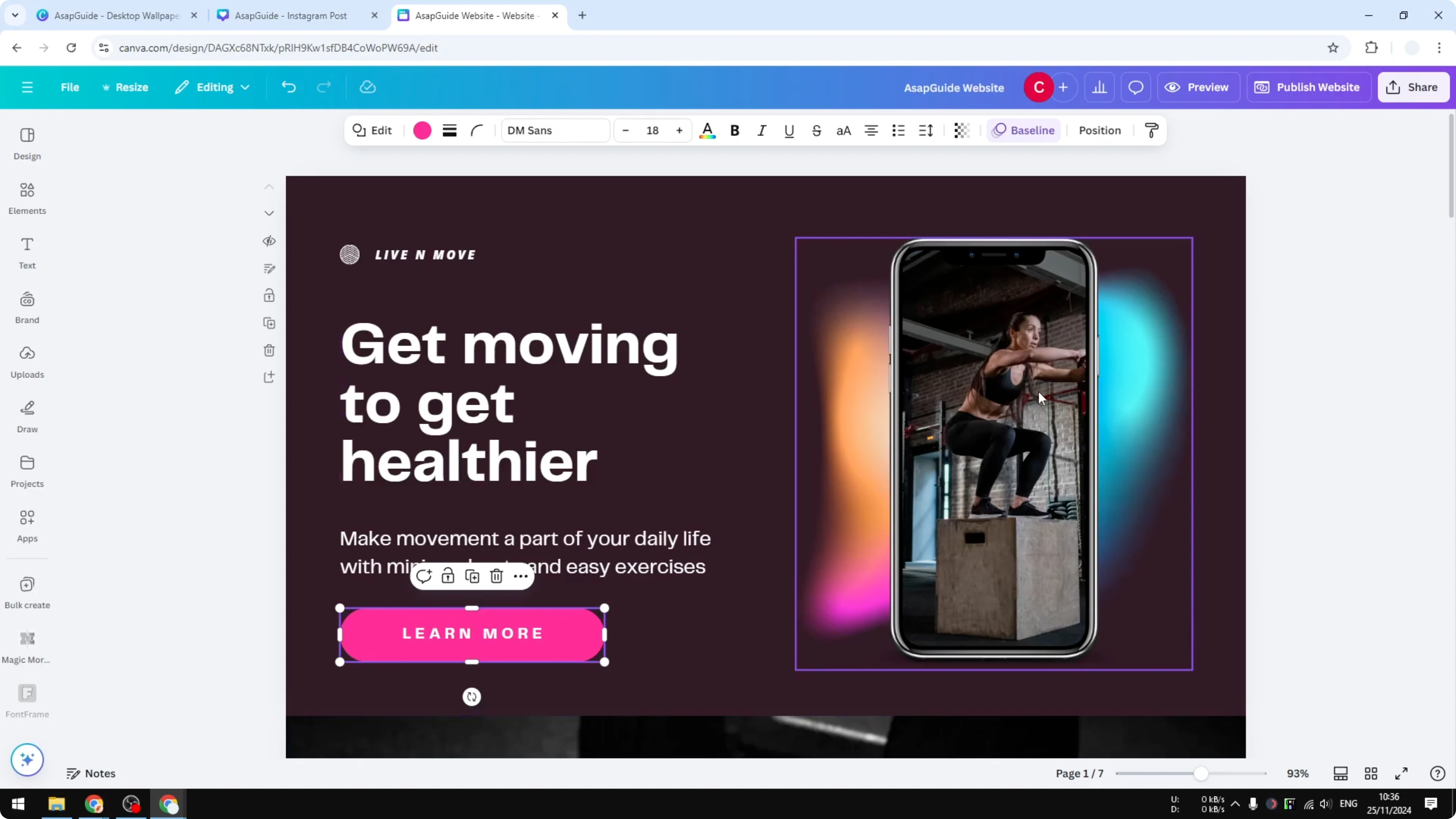Screenshot from How to Build a Website Using Canva at 109s