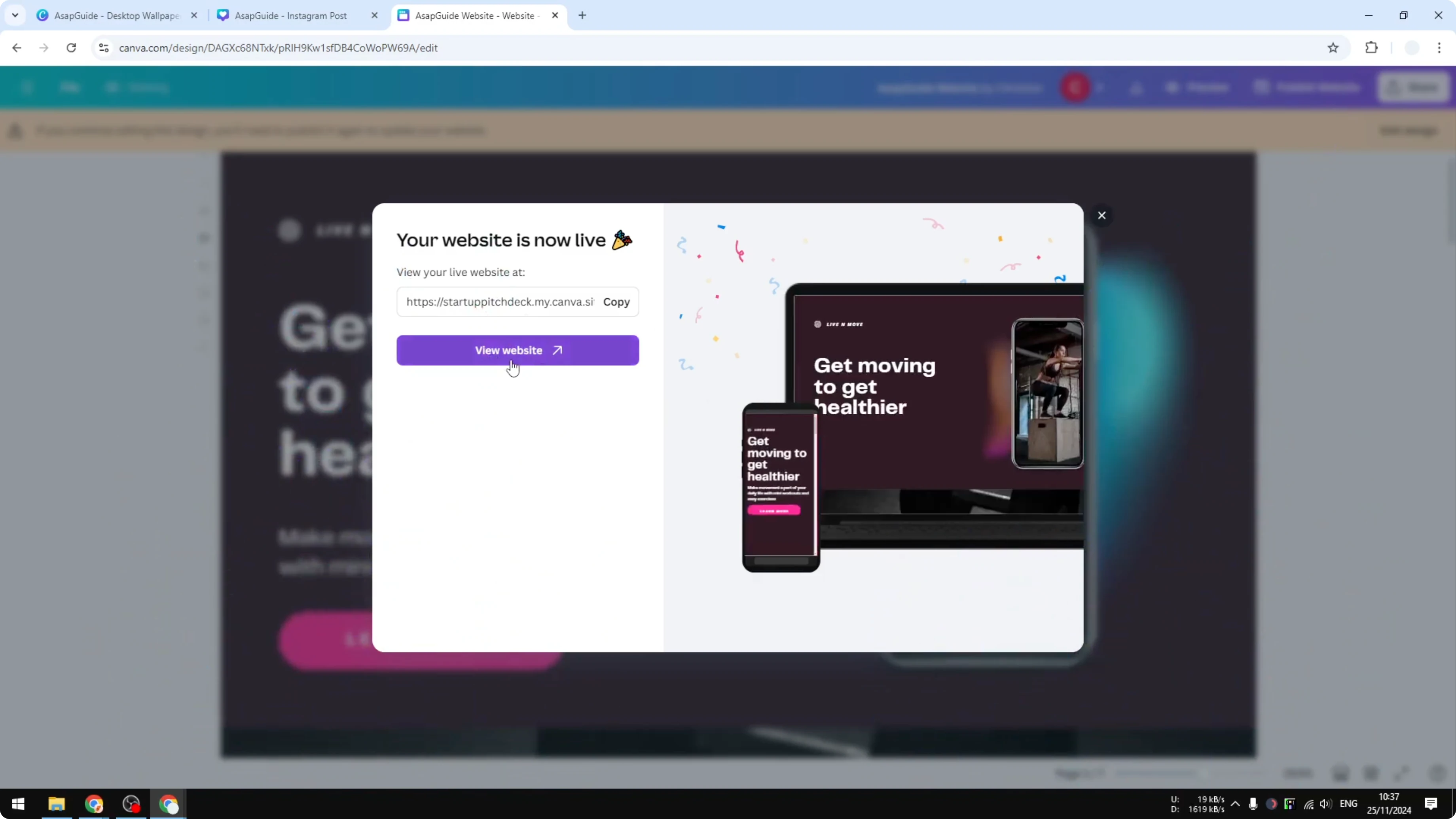 Screenshot from How to Build a Website Using Canva at 160s