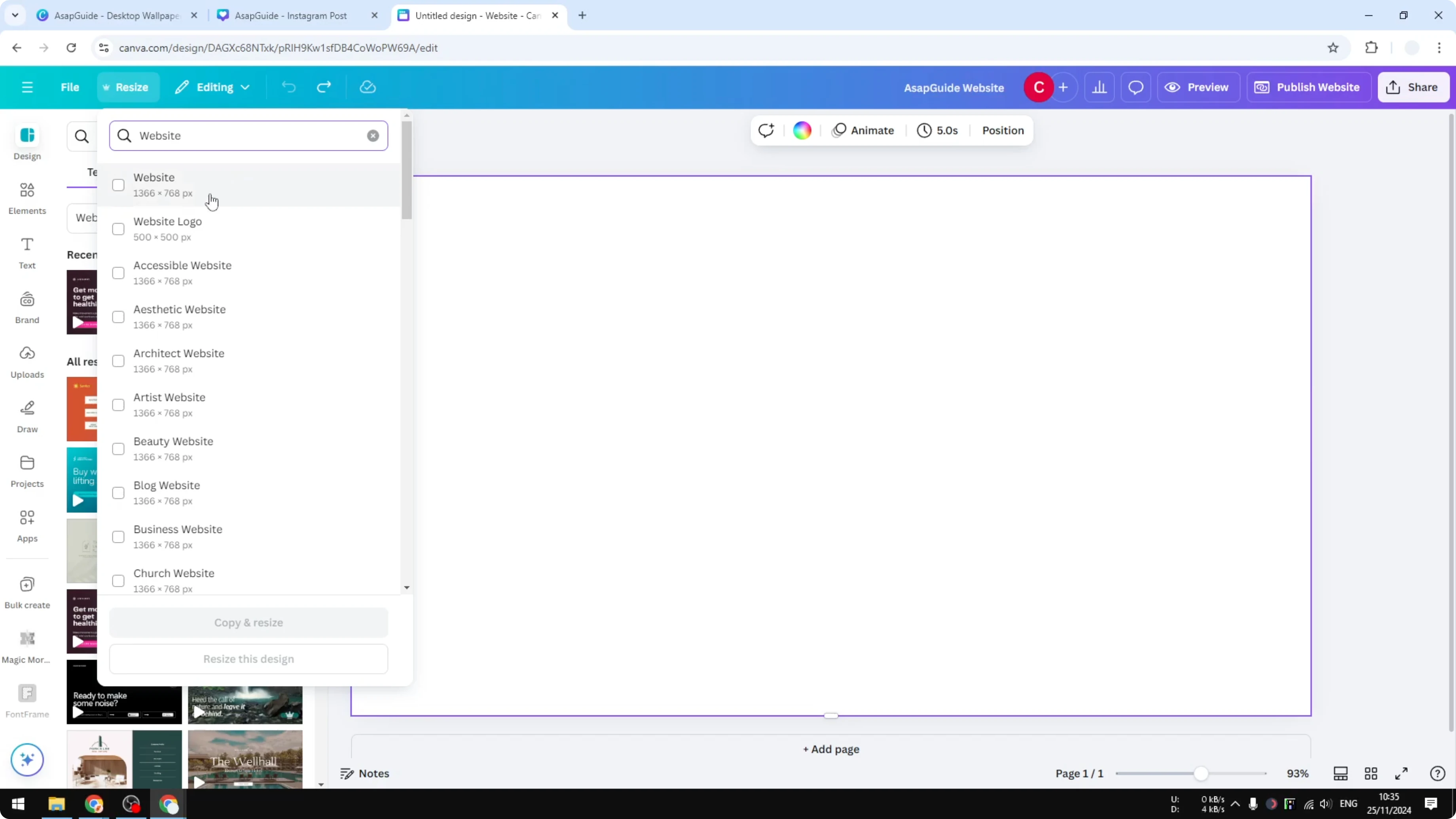 Screenshot from How to Build a Website Using Canva at 42s