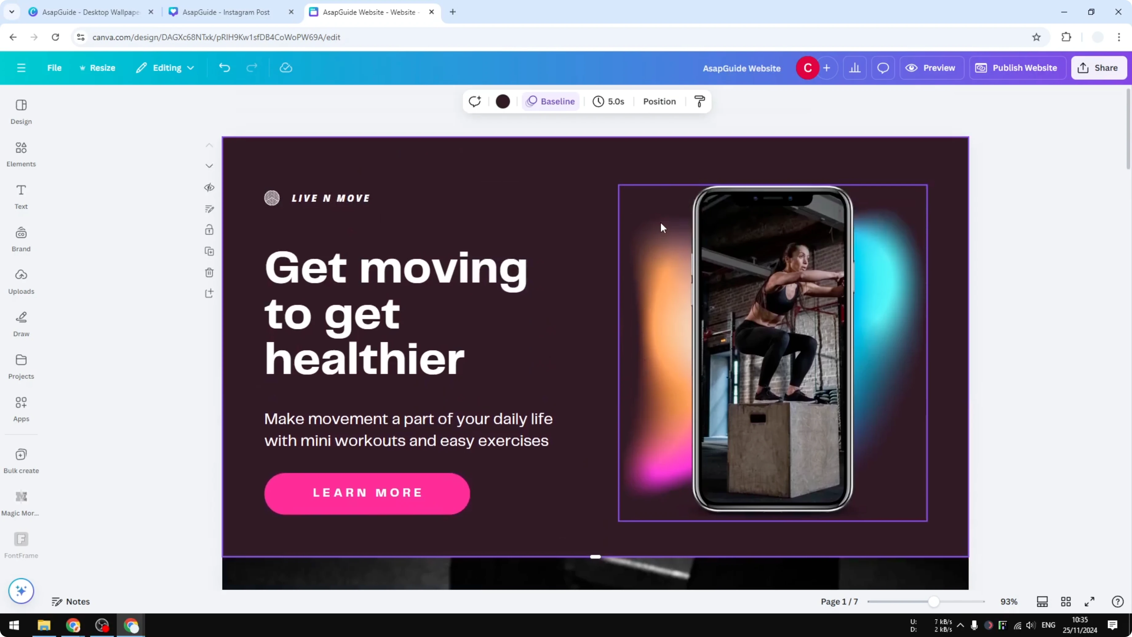 Screenshot from How to Build a Website Using Canva at 92s