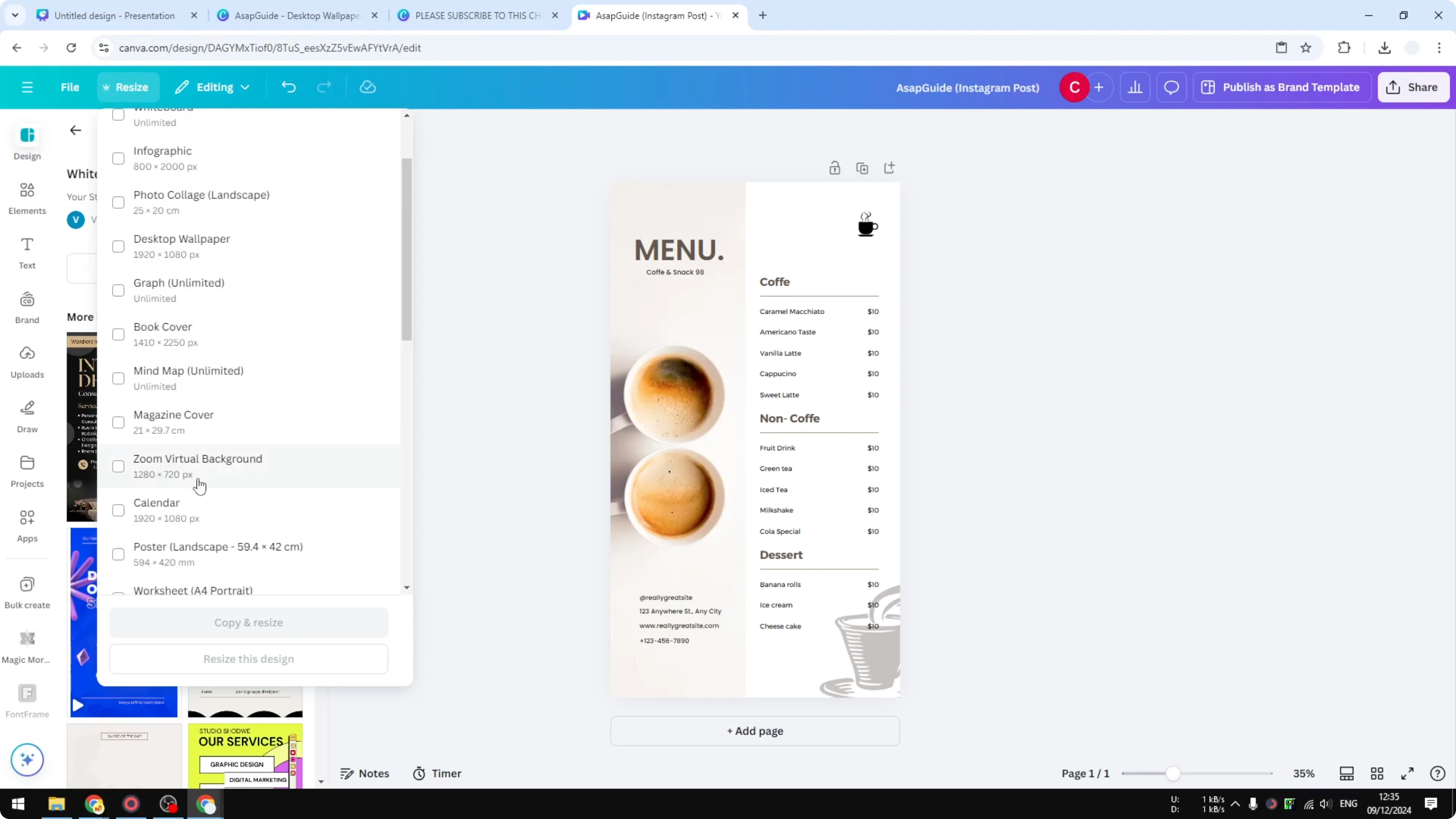 Screenshot from How to Change to A4 Size in Canva at 38s