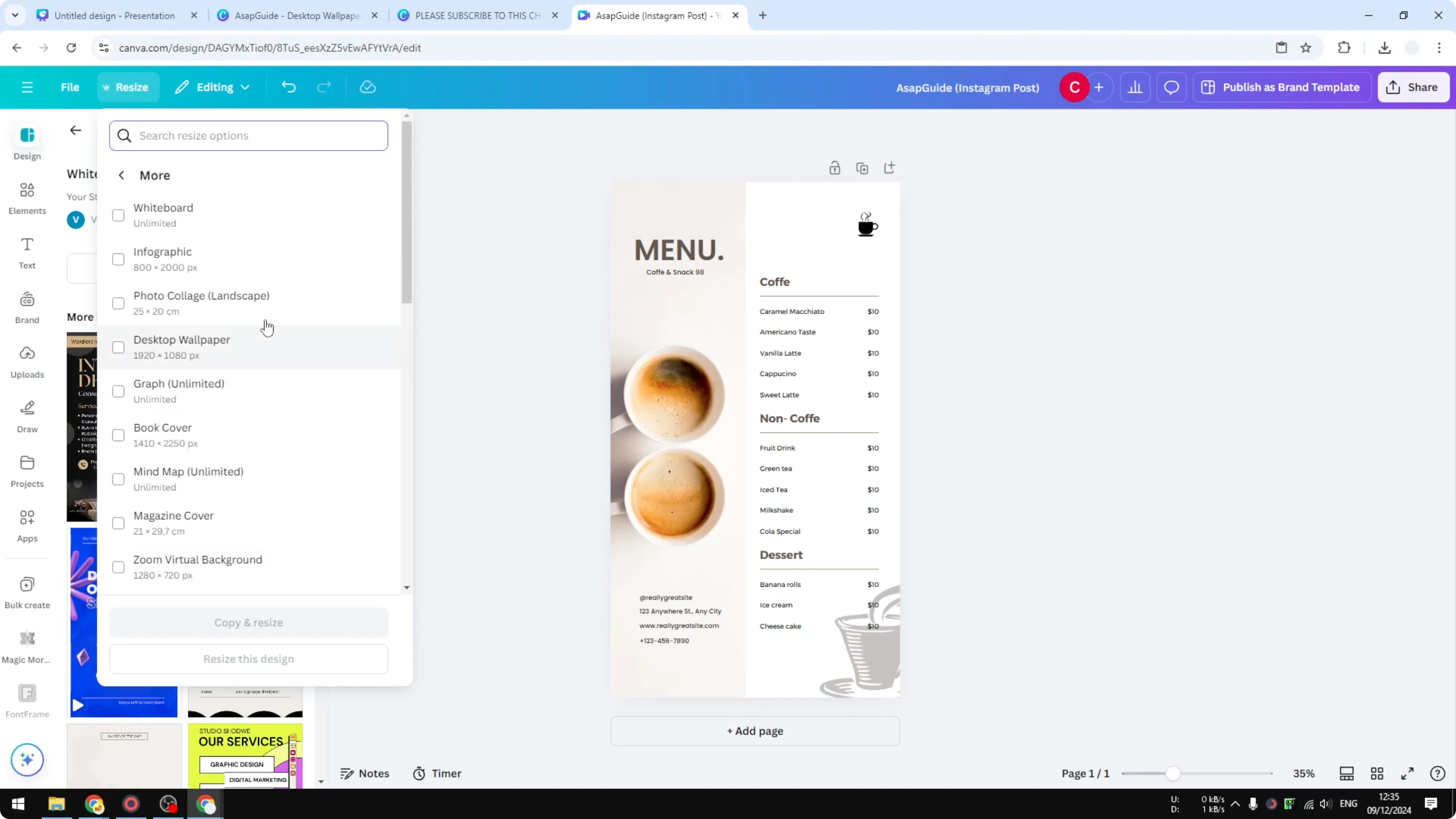Screenshot from How to Change to A4 Size in Canva at 42s