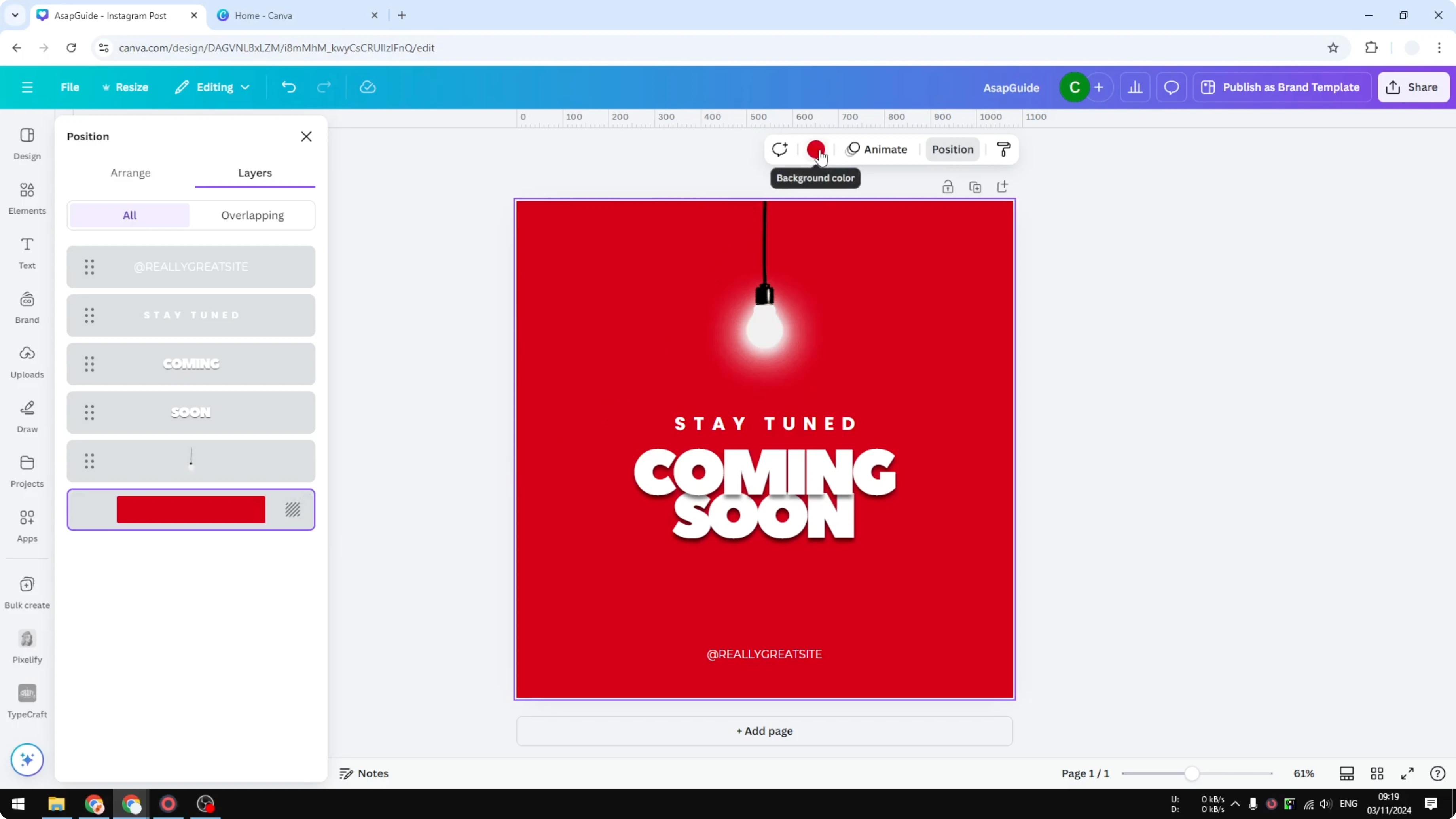 Screenshot from How to Change Background Color on Canva at 47s