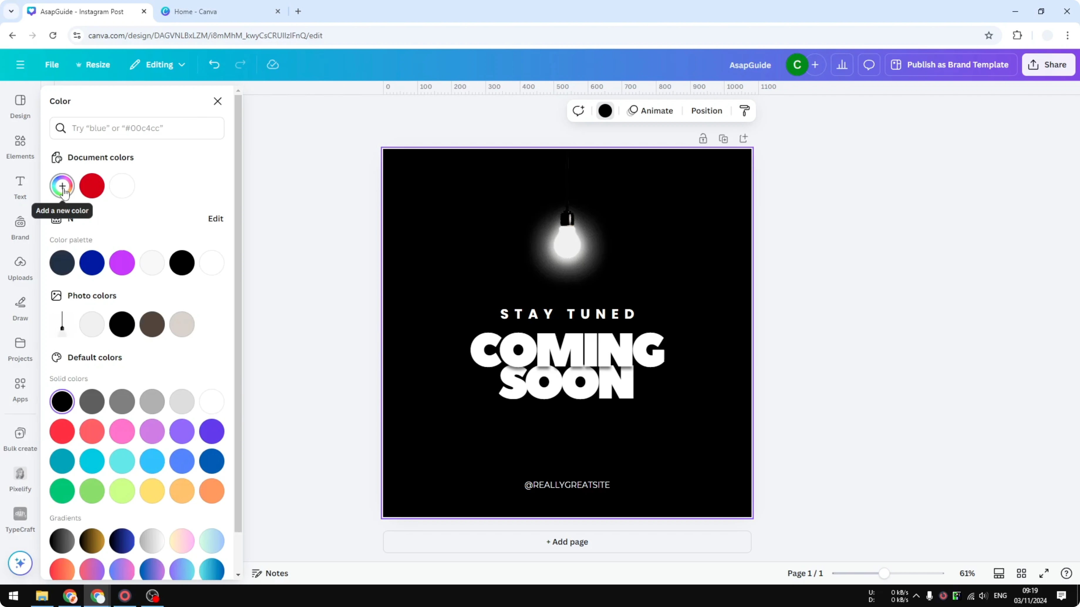 Screenshot from How to Change Background Color on Canva at 66s